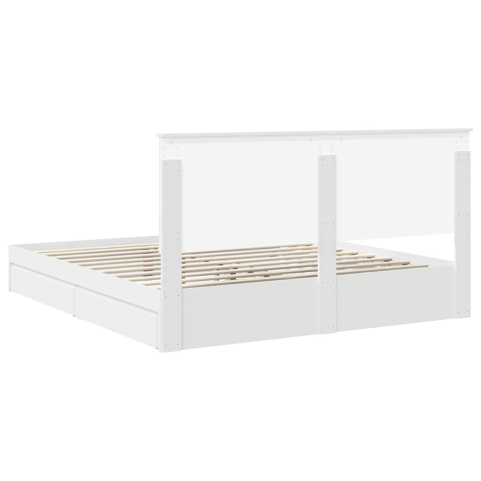 Opslag bed met hoofdeinde Wit 180 x 200 cm Bewerkt hout is nu te koop bij PeponiXL, paradijselijk wonen!