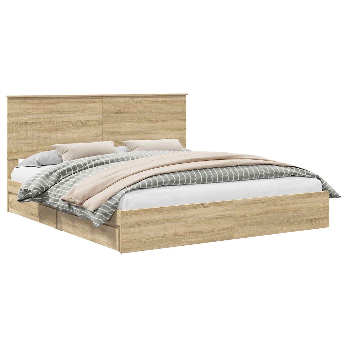 Opslag bed met lade Sonoma Eiken 180 x 200 cm Bewerkt hout is nu te koop bij PeponiXL, paradijselijk wonen!