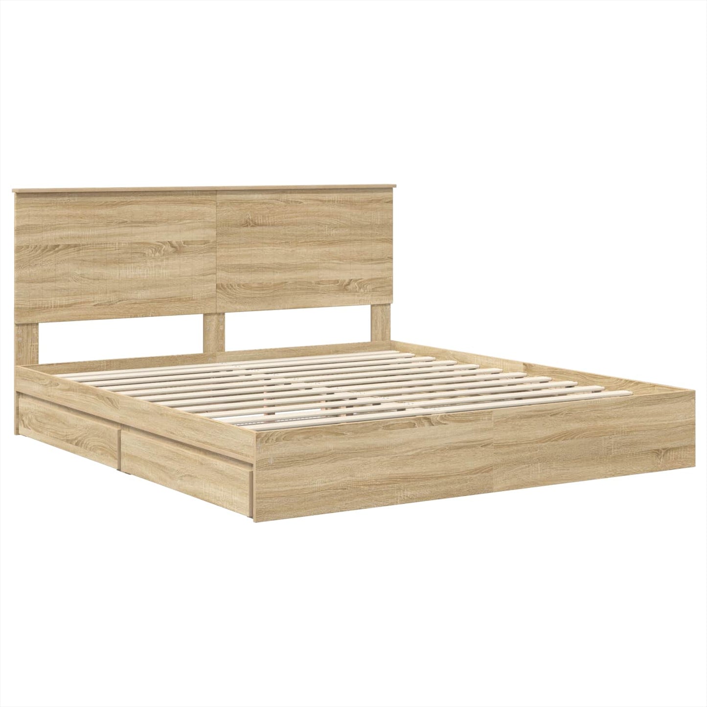 Opslag bed met lade Sonoma Eiken 180 x 200 cm Bewerkt hout is nu te koop bij PeponiXL, paradijselijk wonen!