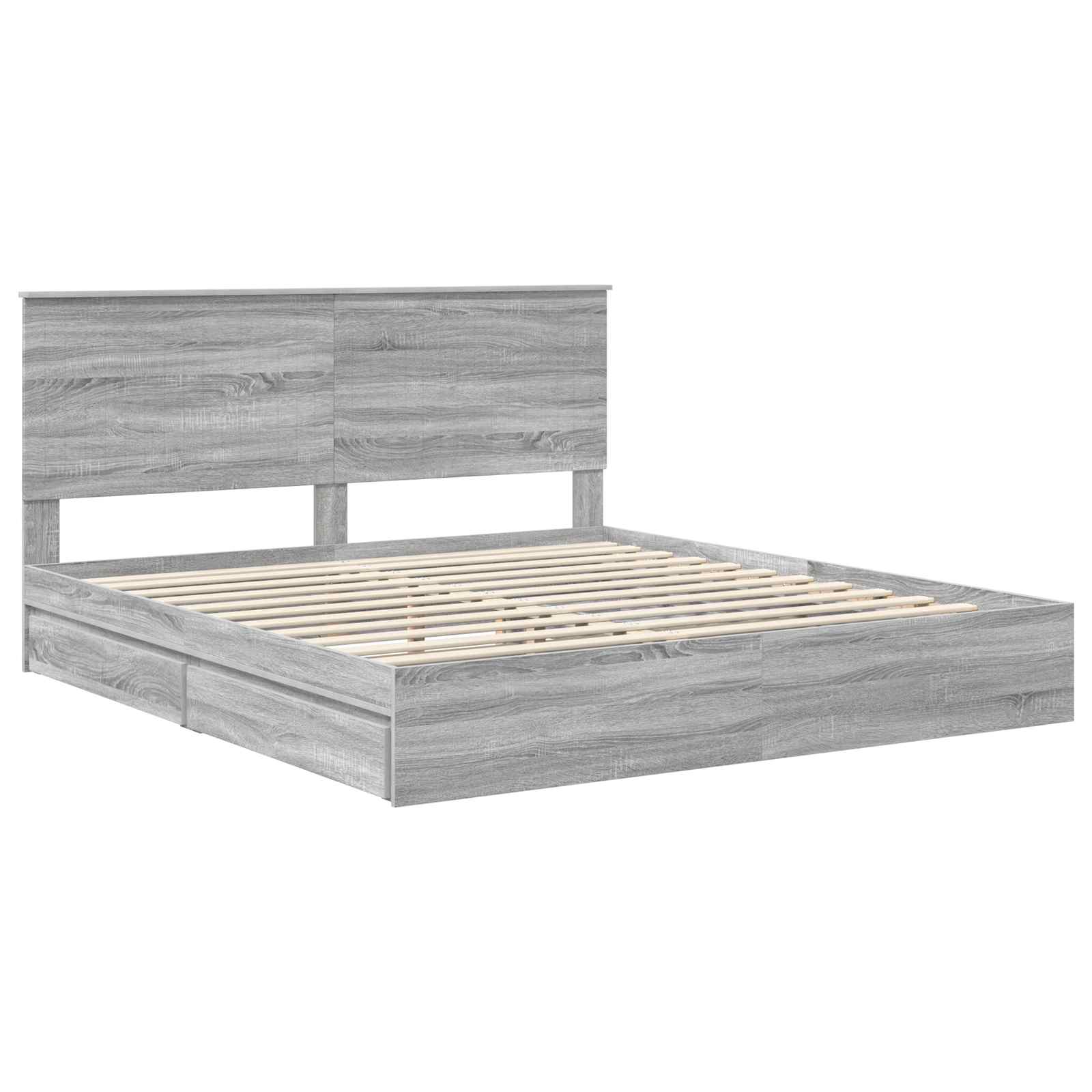 Opslag bed met lade Grijs Sonoma 180 x 200 cm Bewerkt hout is nu te koop bij PeponiXL, paradijselijk wonen!