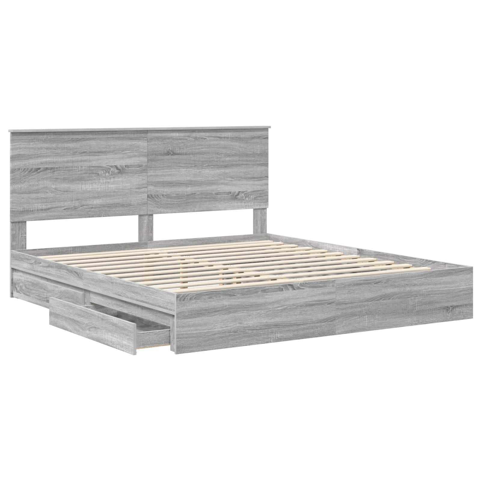 Opslag bed met lade Grijs Sonoma 180 x 200 cm Bewerkt hout is nu te koop bij PeponiXL, paradijselijk wonen!