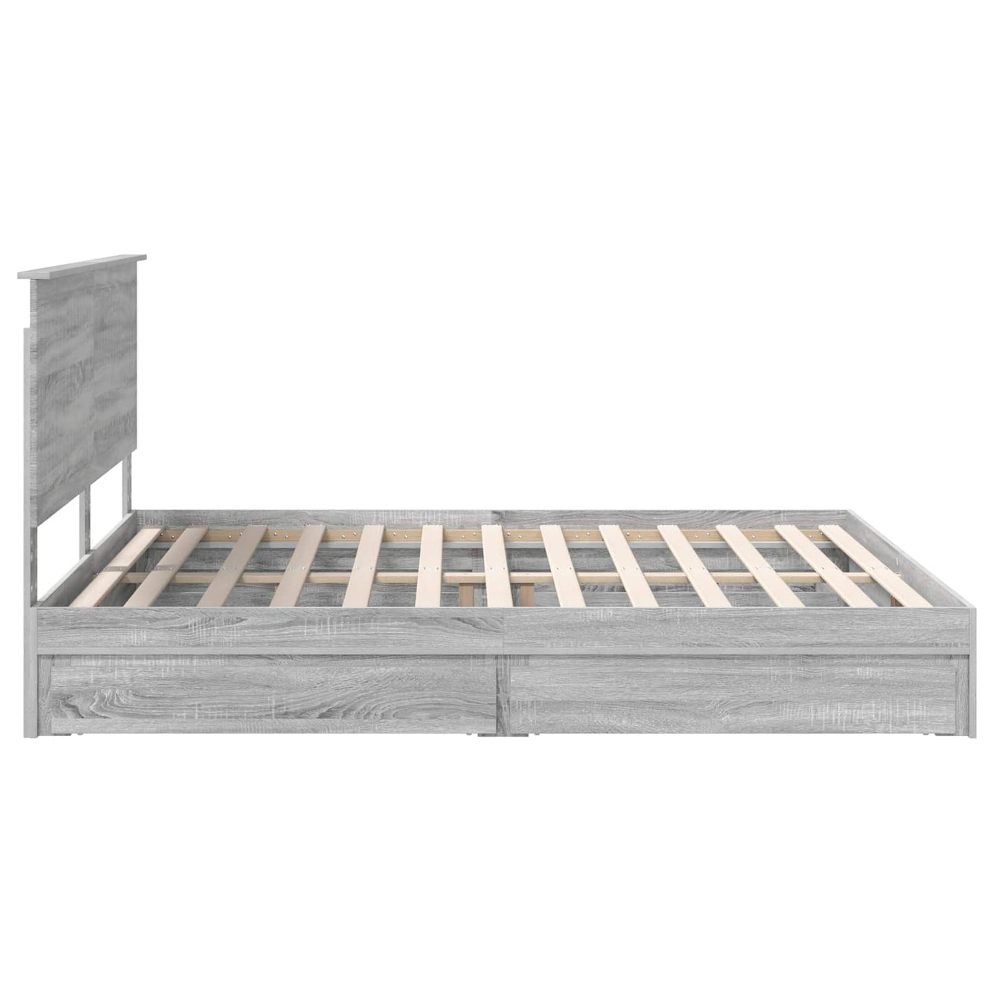 Opslag bed met lade Grijs Sonoma 180 x 200 cm Bewerkt hout is nu te koop bij PeponiXL, paradijselijk wonen!
