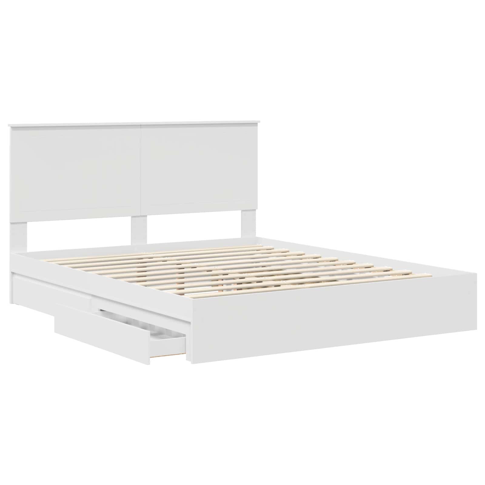 Opslag bed met hoofdeinde Wit 160 x 200 cm Bewerkt hout is nu te koop bij PeponiXL, paradijselijk wonen!