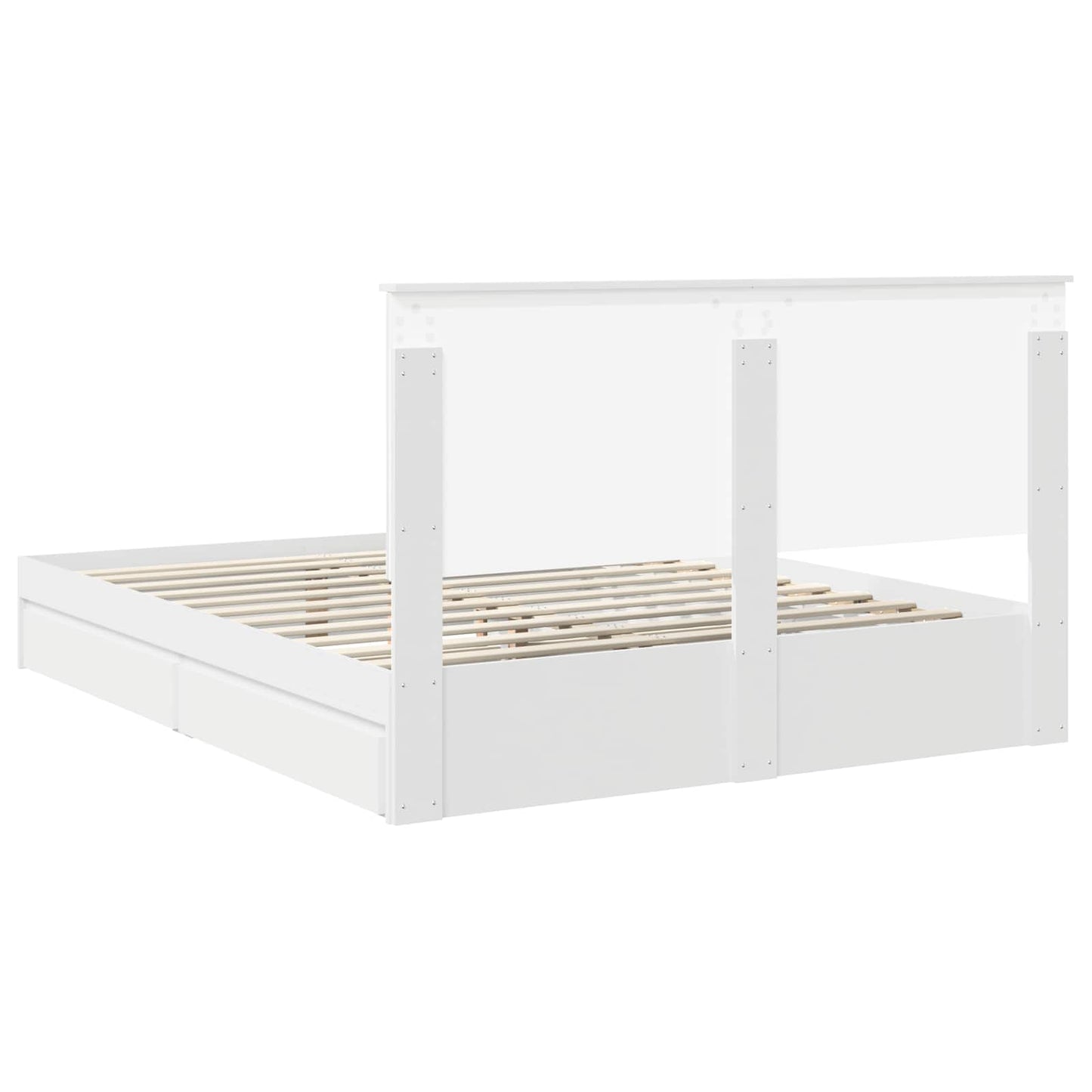 Opslag bed met hoofdeinde Wit 160 x 200 cm Bewerkt hout is nu te koop bij PeponiXL, paradijselijk wonen!