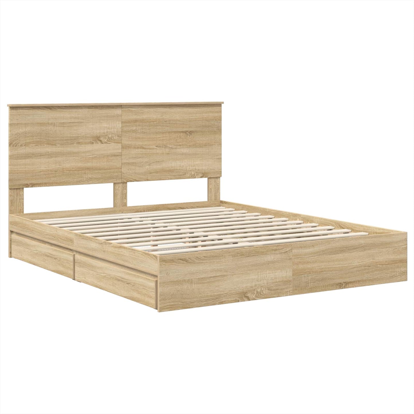 Opslag bed met lade Sonoma Eiken 160 x 200 cm Bewerkt hout is nu te koop bij PeponiXL, paradijselijk wonen!