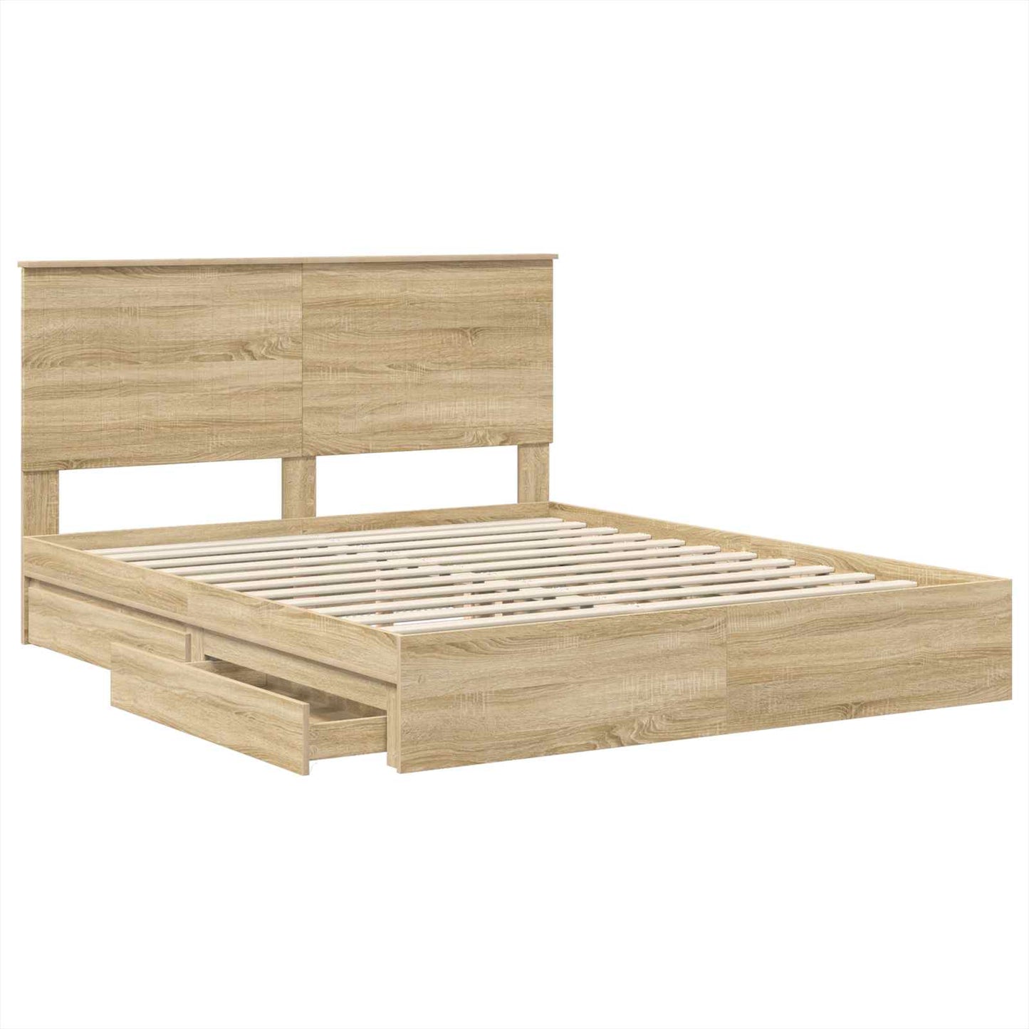 Opslag bed met lade Sonoma Eiken 160 x 200 cm Bewerkt hout is nu te koop bij PeponiXL, paradijselijk wonen!