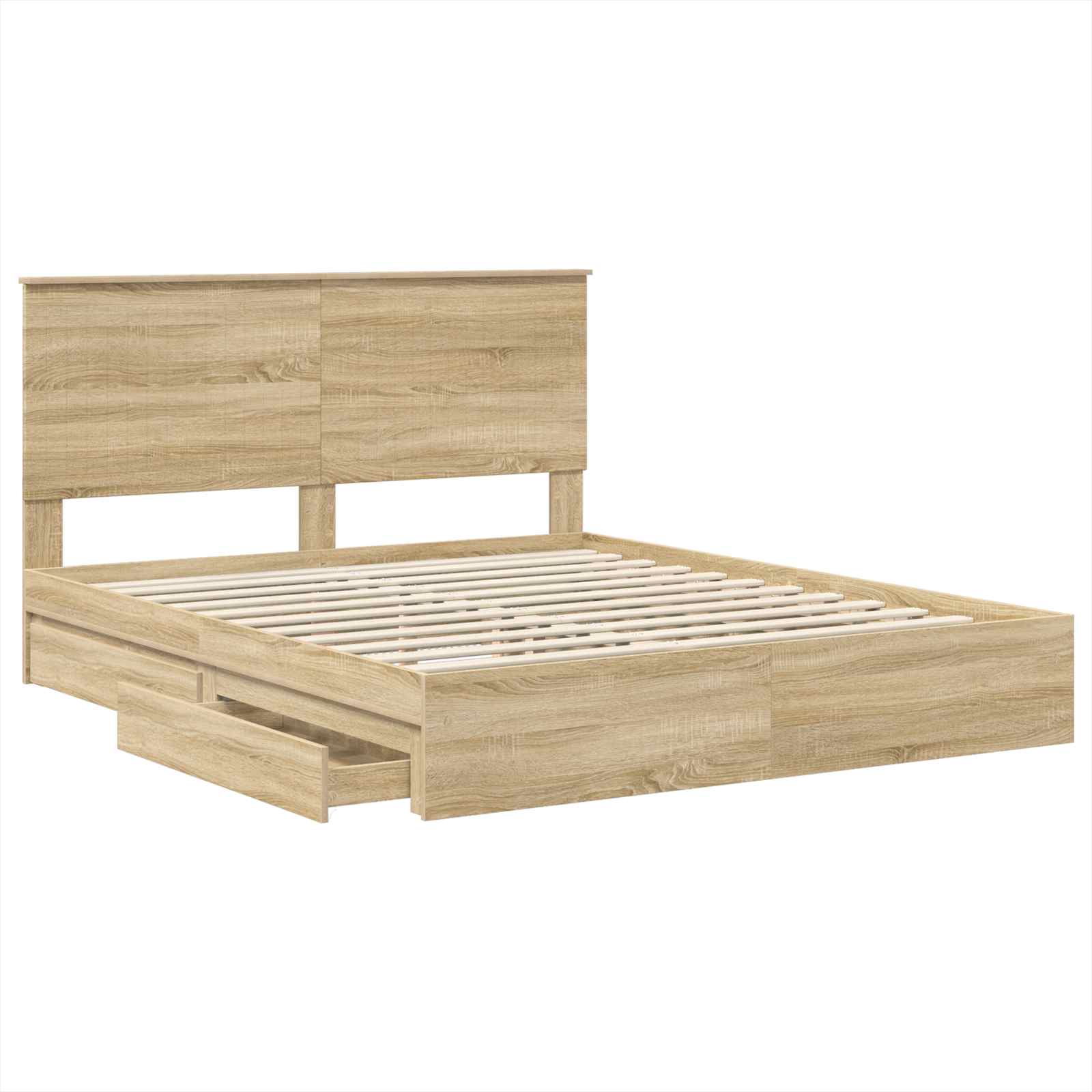 Opslag bed met lade Sonoma Eiken 160 x 200 cm Bewerkt hout is nu te koop bij PeponiXL, paradijselijk wonen!