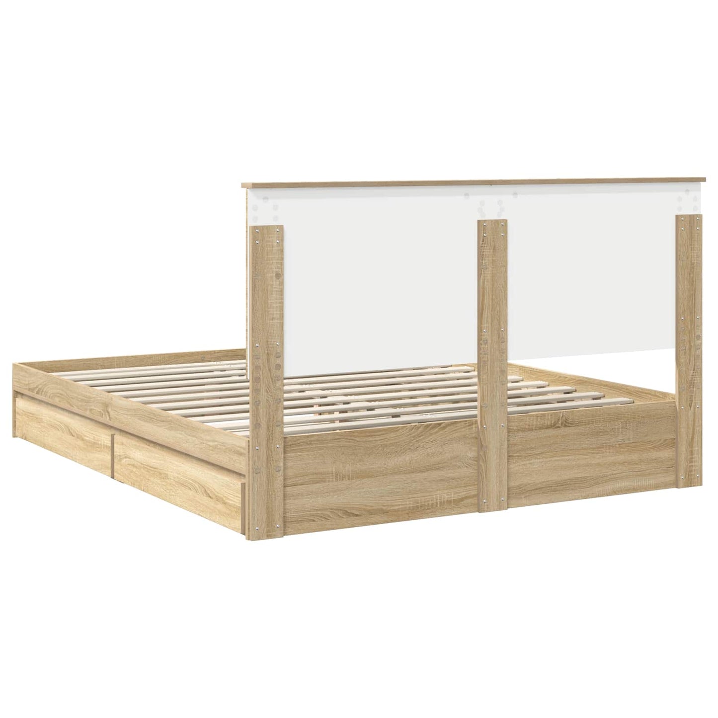 Opslag bed met lade Sonoma Eiken 160 x 200 cm Bewerkt hout is nu te koop bij PeponiXL, paradijselijk wonen!