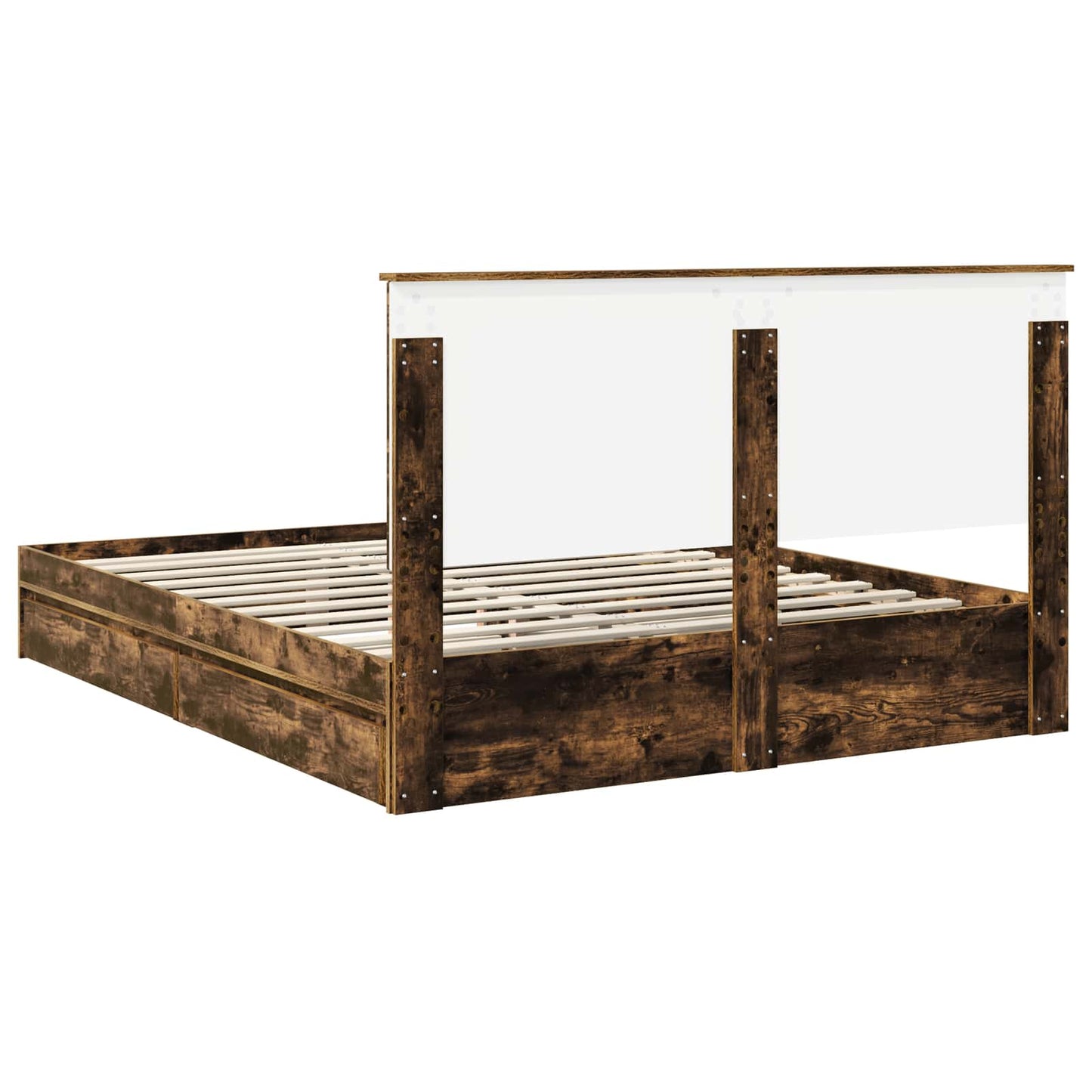 Opslag bed met lade Gerookt eiken 160 x 200 cm Bewerkt hout is nu te koop bij PeponiXL, paradijselijk wonen!