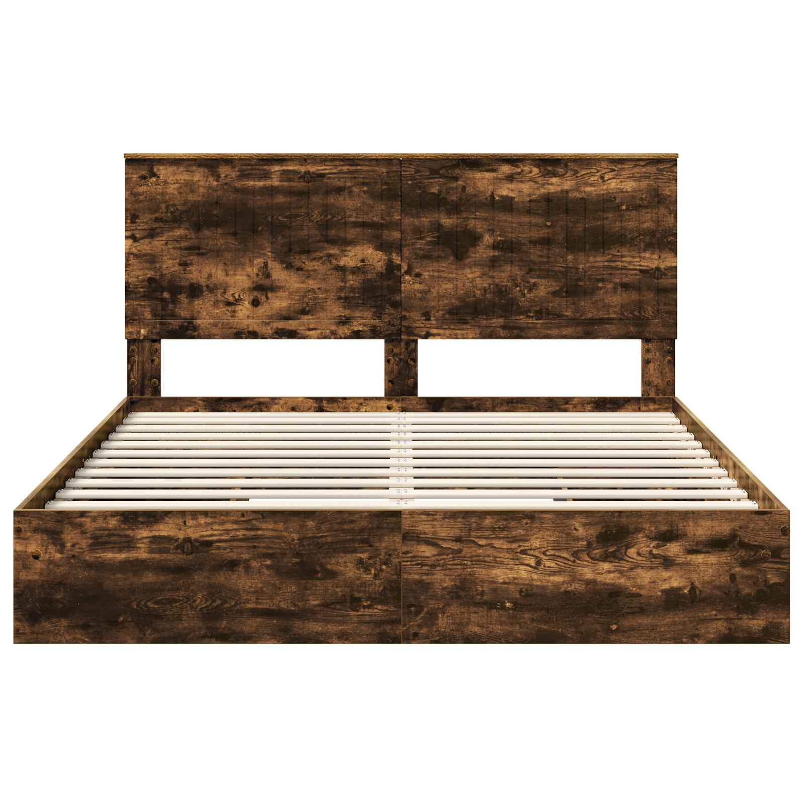 Opslag bed met lade Gerookt eiken 160 x 200 cm Bewerkt hout is nu te koop bij PeponiXL, paradijselijk wonen!