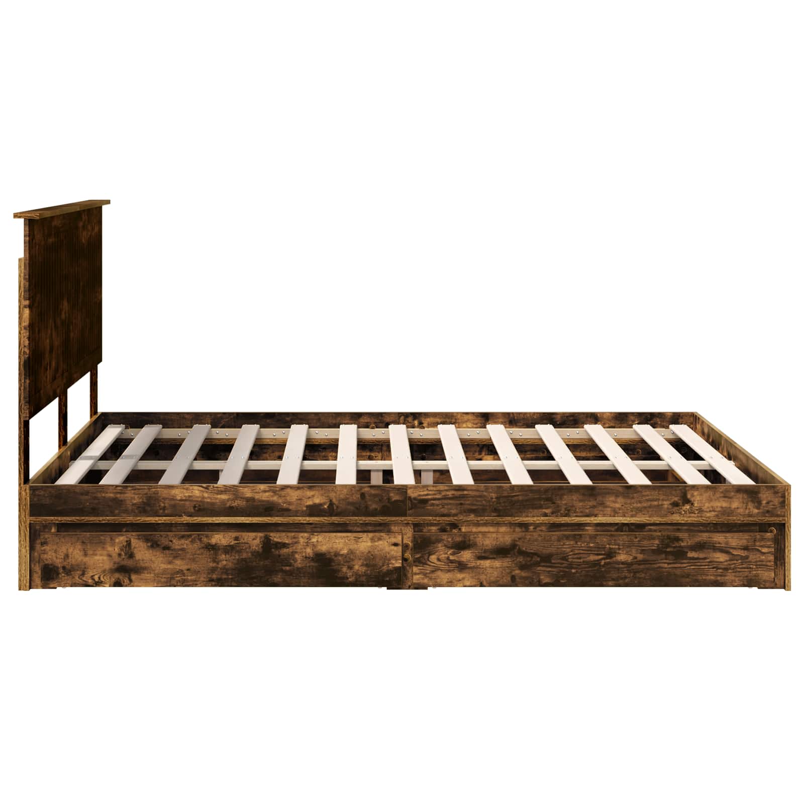 Opslag bed met lade Gerookt eiken 160 x 200 cm Bewerkt hout is nu te koop bij PeponiXL, paradijselijk wonen!