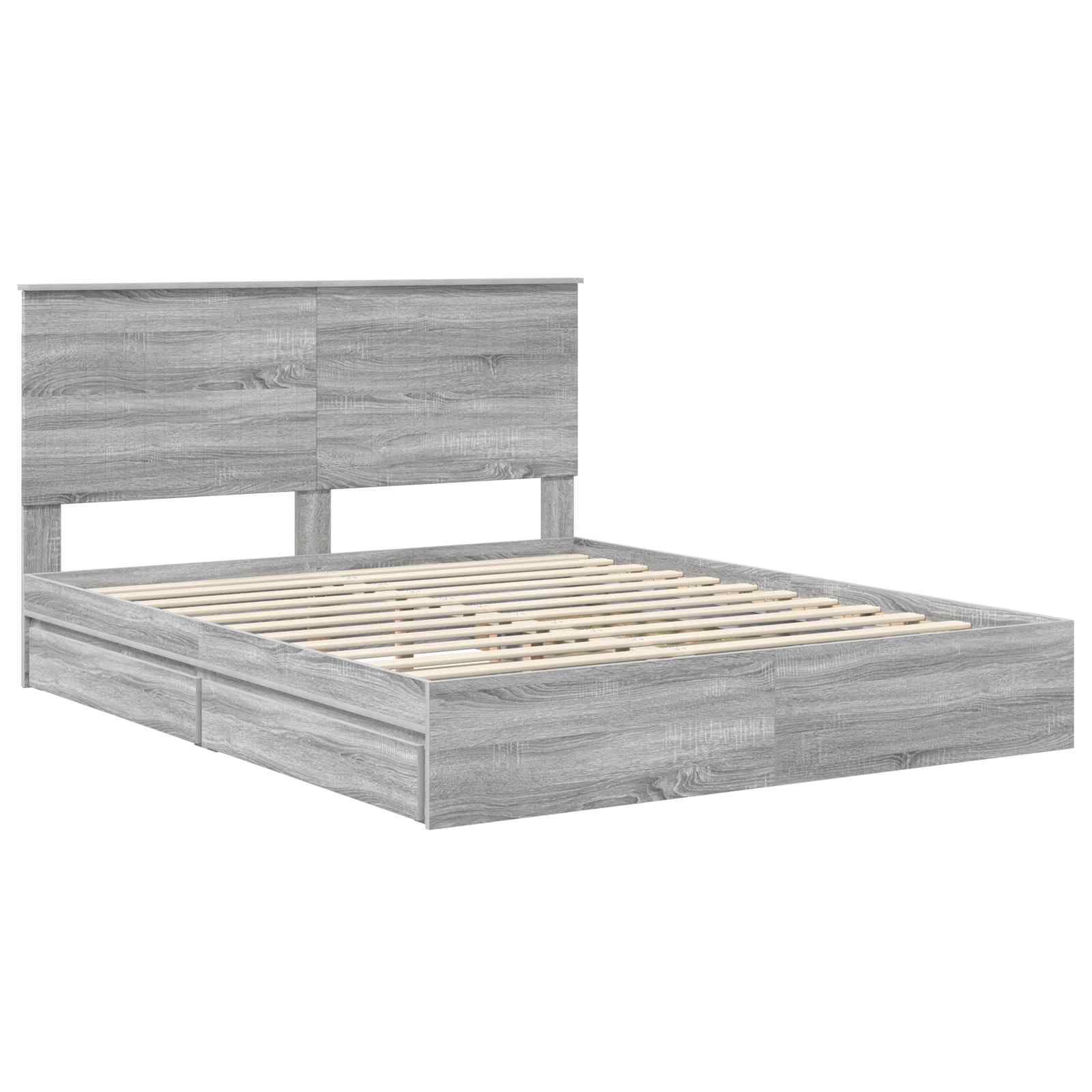 Opslag bed met lade Grijs Sonoma 160 x 200 cm Bewerkt hout is nu te koop bij PeponiXL, paradijselijk wonen!