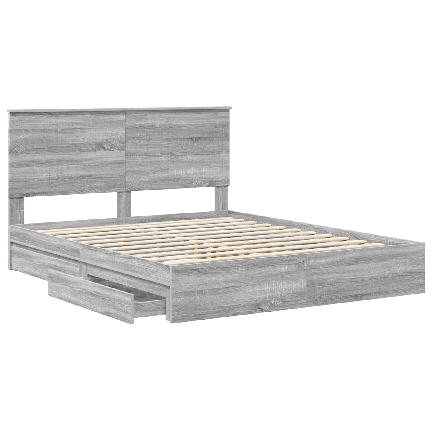 Opslag bed met lade Grijs Sonoma 160 x 200 cm Bewerkt hout is nu te koop bij PeponiXL, paradijselijk wonen!
