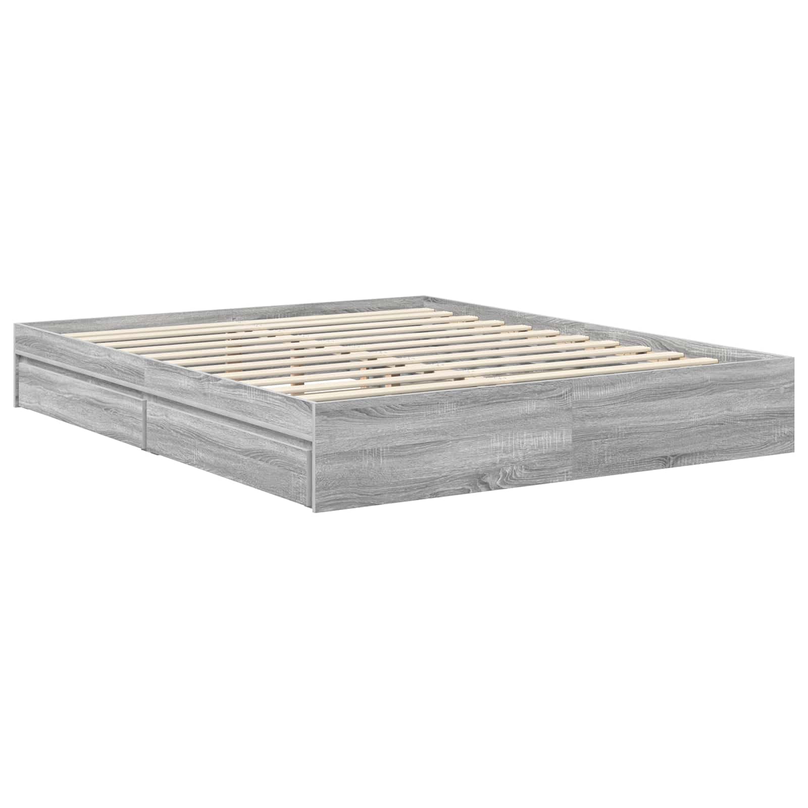 Opslag bed met lade Grijs Sonoma 160 x 200 cm Bewerkt hout is nu te koop bij PeponiXL, paradijselijk wonen!