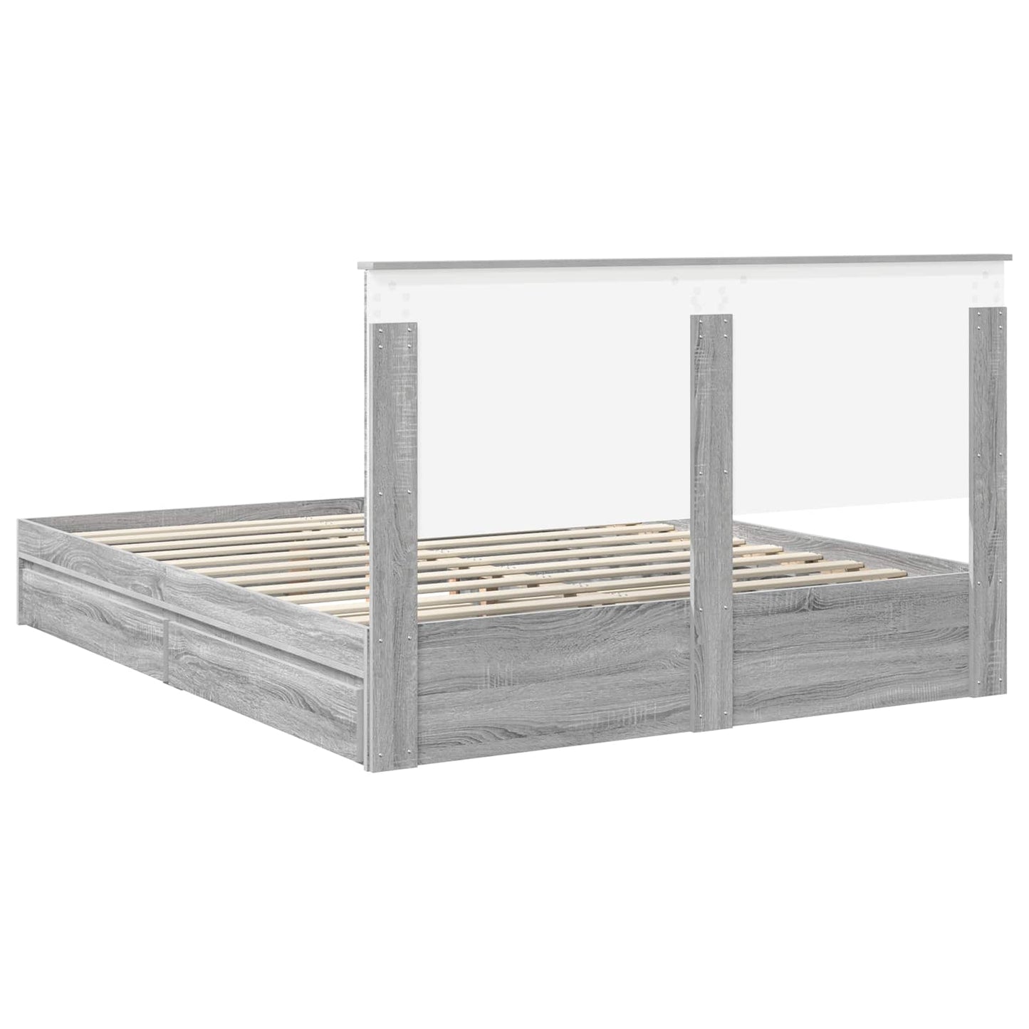 Opslag bed met lade Grijs Sonoma 160 x 200 cm Bewerkt hout is nu te koop bij PeponiXL, paradijselijk wonen!