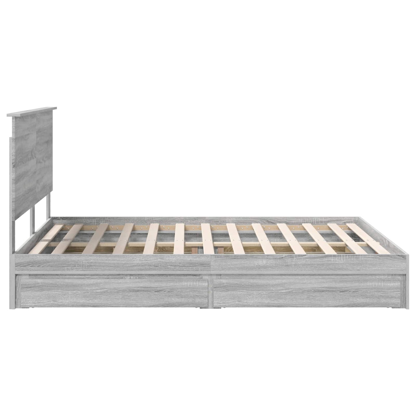 Opslag bed met lade Grijs Sonoma 160 x 200 cm Bewerkt hout is nu te koop bij PeponiXL, paradijselijk wonen!