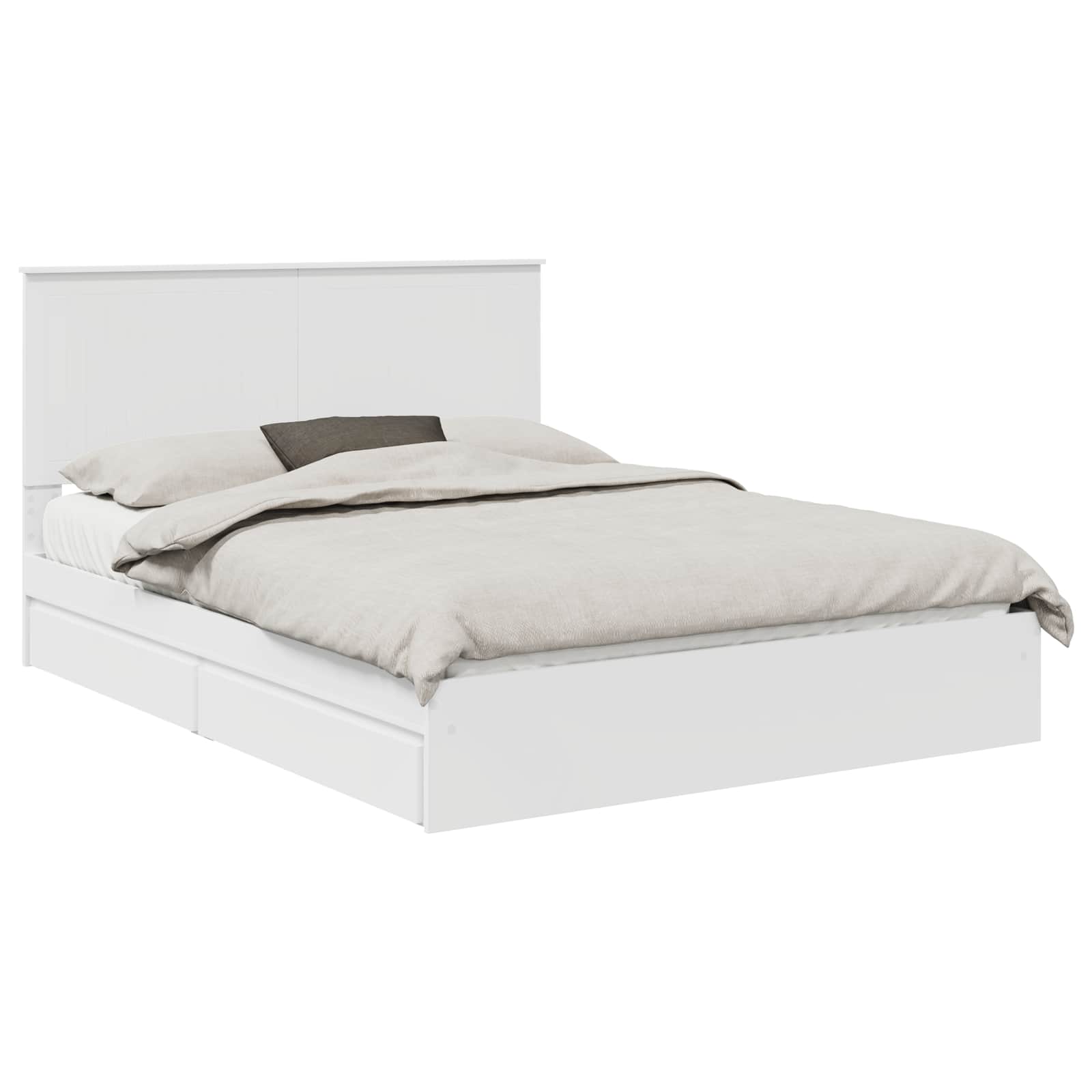 Opslag bed met hoofdeinde Wit 150 x 200 cm Bewerkt hout is nu te koop bij PeponiXL, paradijselijk wonen!