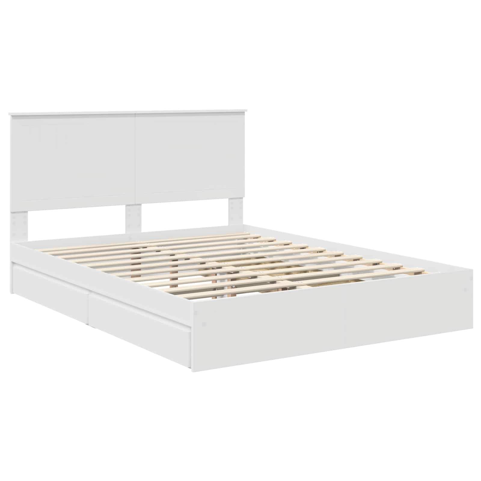 Opslag bed met hoofdeinde Wit 150 x 200 cm Bewerkt hout is nu te koop bij PeponiXL, paradijselijk wonen!