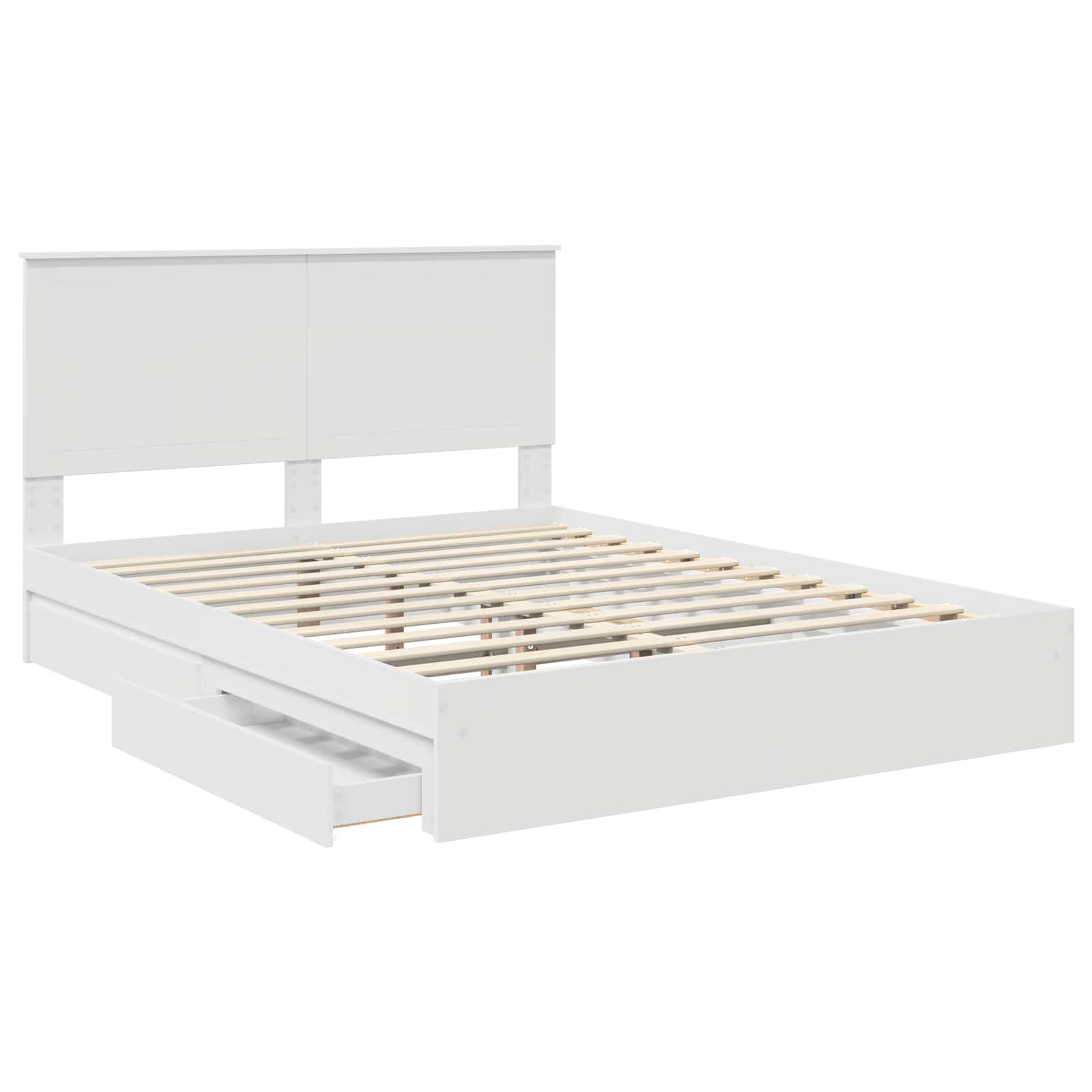 Opslag bed met hoofdeinde Wit 150 x 200 cm Bewerkt hout is nu te koop bij PeponiXL, paradijselijk wonen!