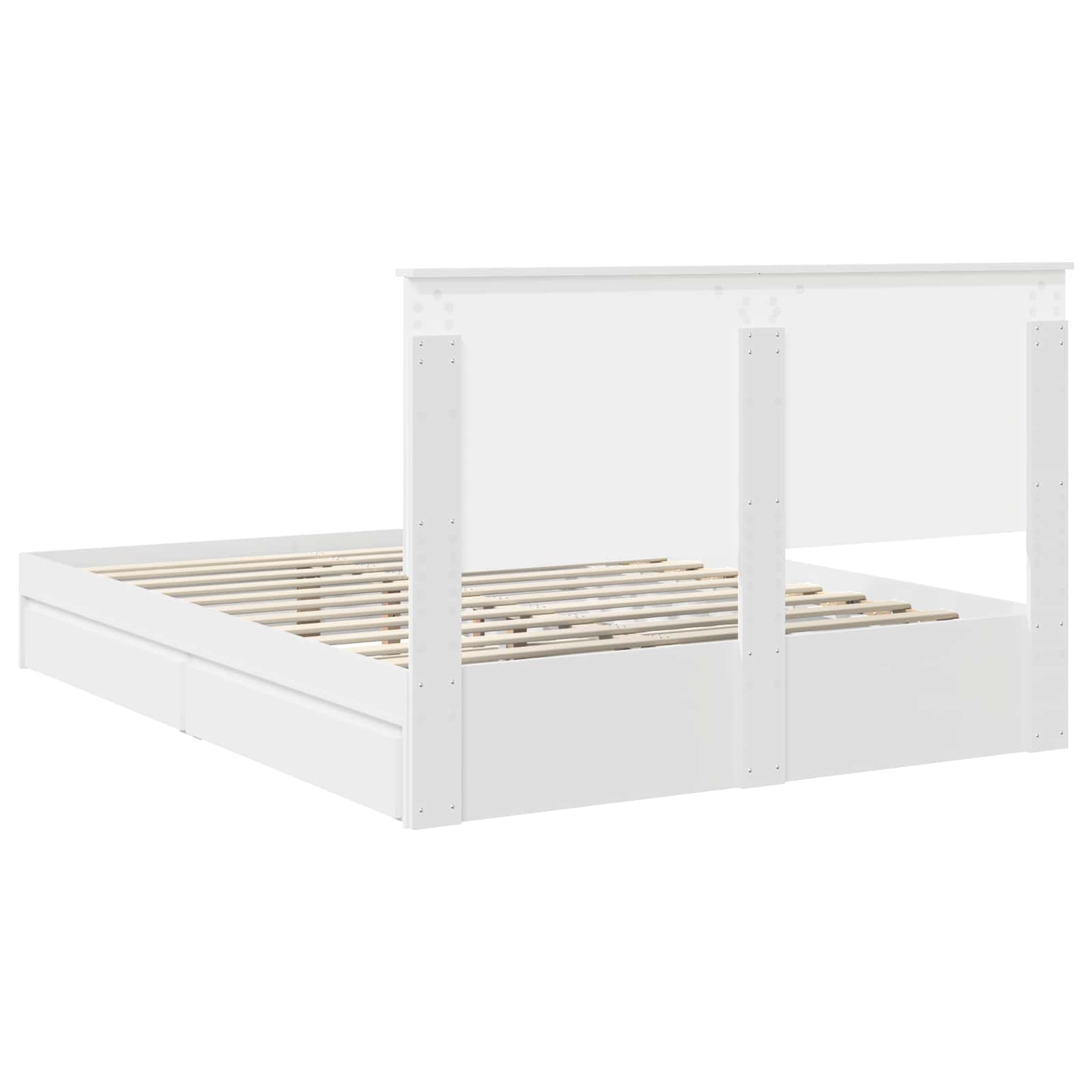 Opslag bed met hoofdeinde Wit 150 x 200 cm Bewerkt hout is nu te koop bij PeponiXL, paradijselijk wonen!