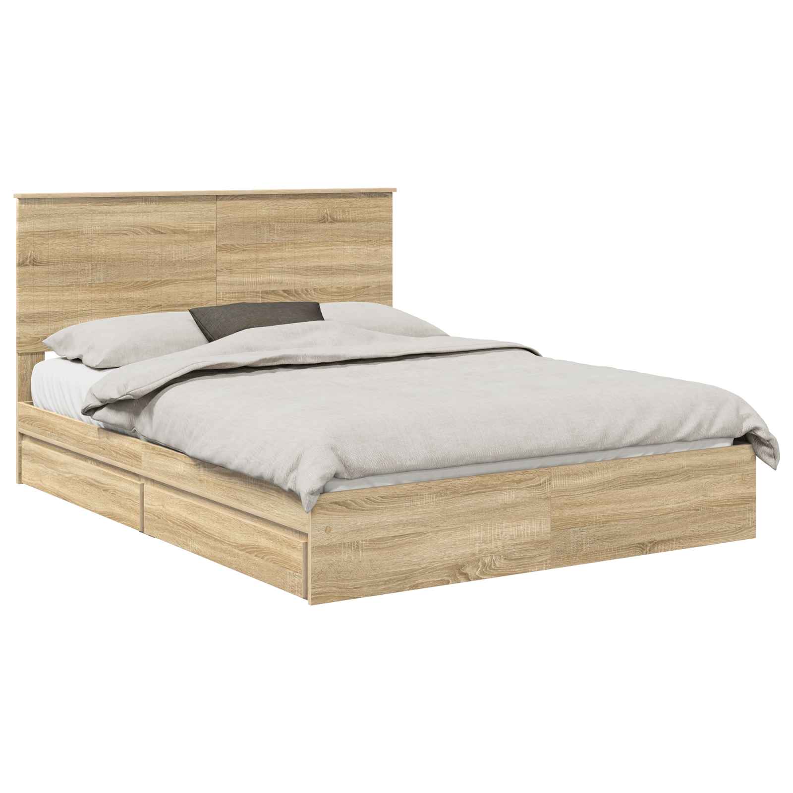 Opslag bed met lade Sonoma Eiken 150 x 200 cm Bewerkt hout is nu te koop bij PeponiXL, paradijselijk wonen!