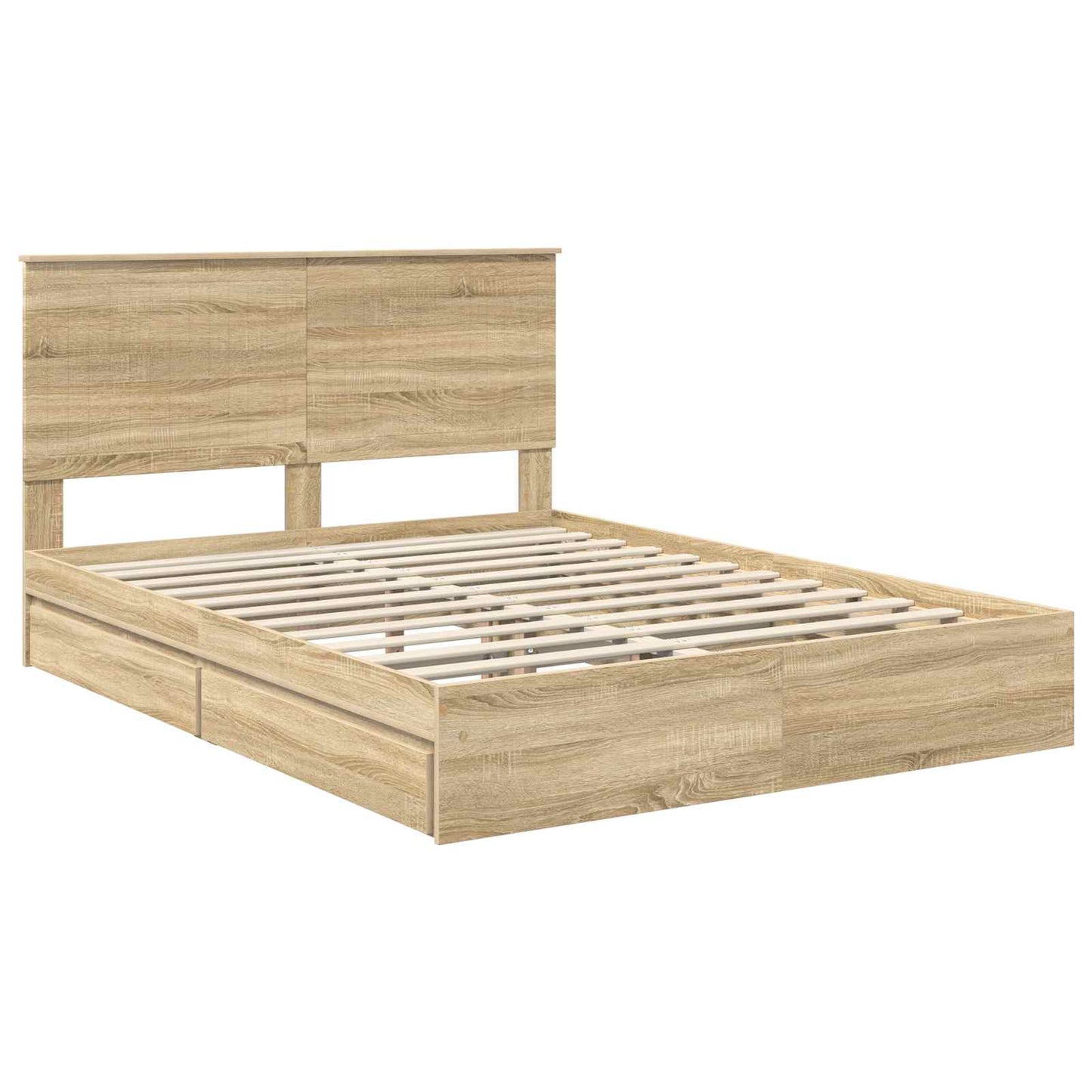 Opslag bed met lade Sonoma Eiken 150 x 200 cm Bewerkt hout is nu te koop bij PeponiXL, paradijselijk wonen!