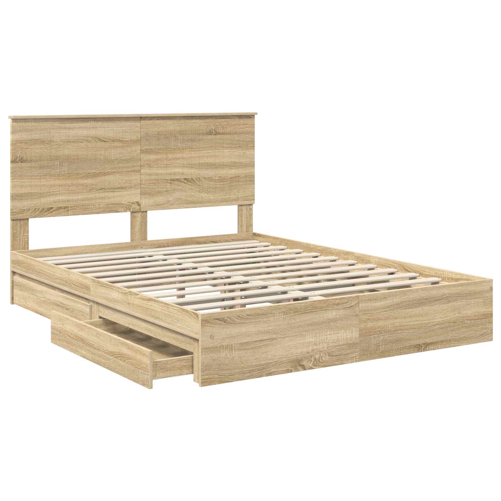 Opslag bed met lade Sonoma Eiken 150 x 200 cm Bewerkt hout is nu te koop bij PeponiXL, paradijselijk wonen!