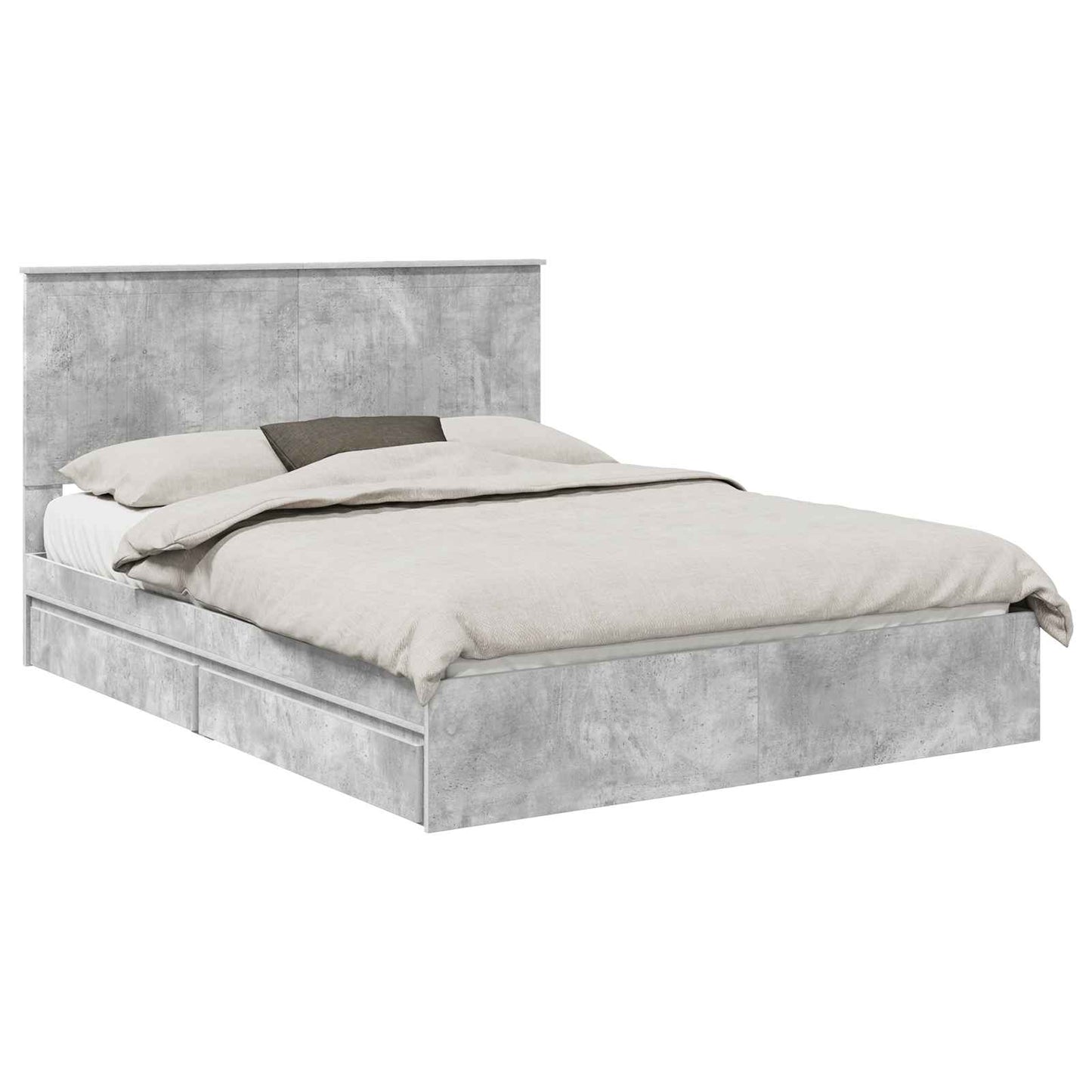 Opslag bed met hoofdeinde Beton Grijs 150 x 200 cm Bewerkt hout is nu te koop bij PeponiXL, paradijselijk wonen!