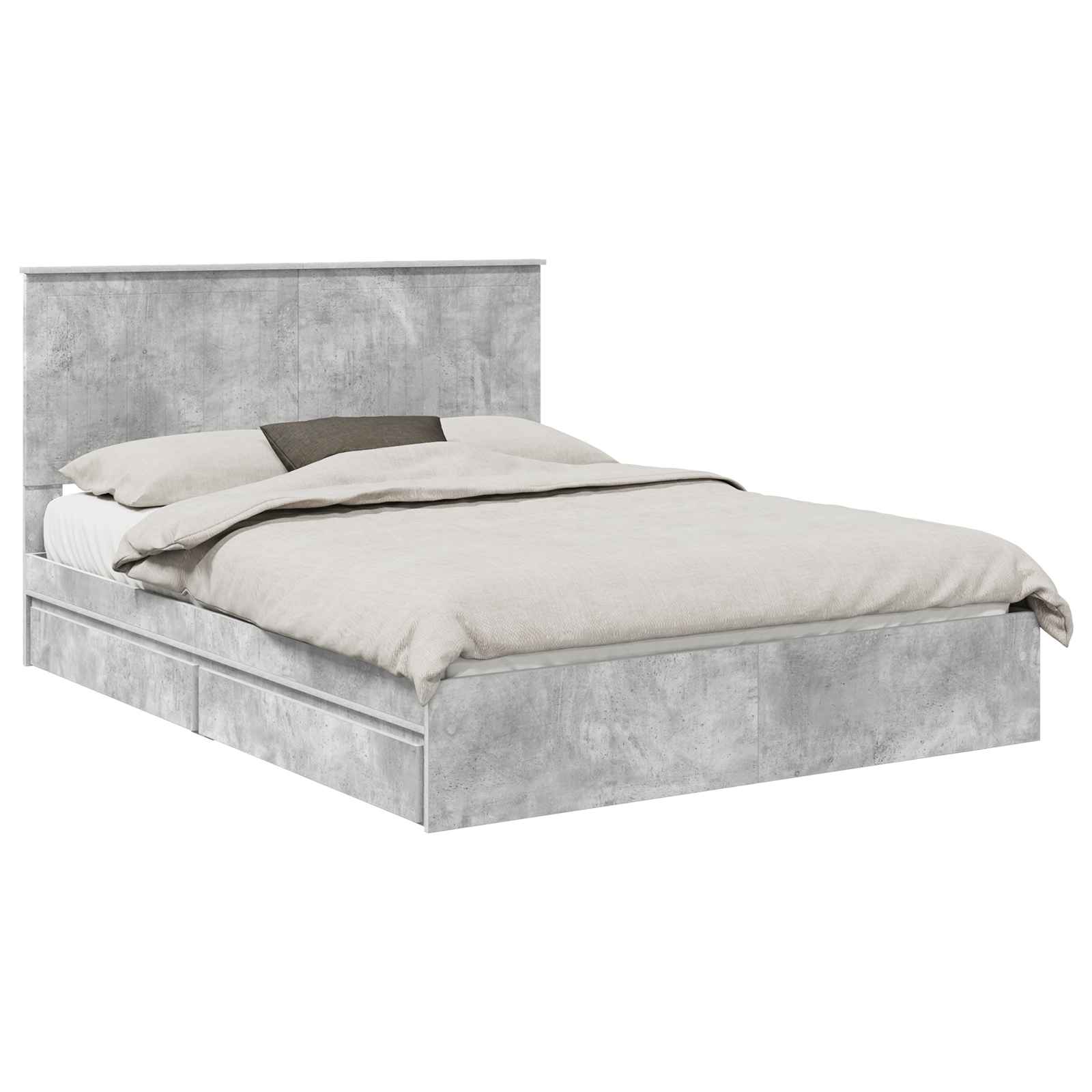 Opslag bed met hoofdeinde Beton Grijs 150 x 200 cm Bewerkt hout is nu te koop bij PeponiXL, paradijselijk wonen!