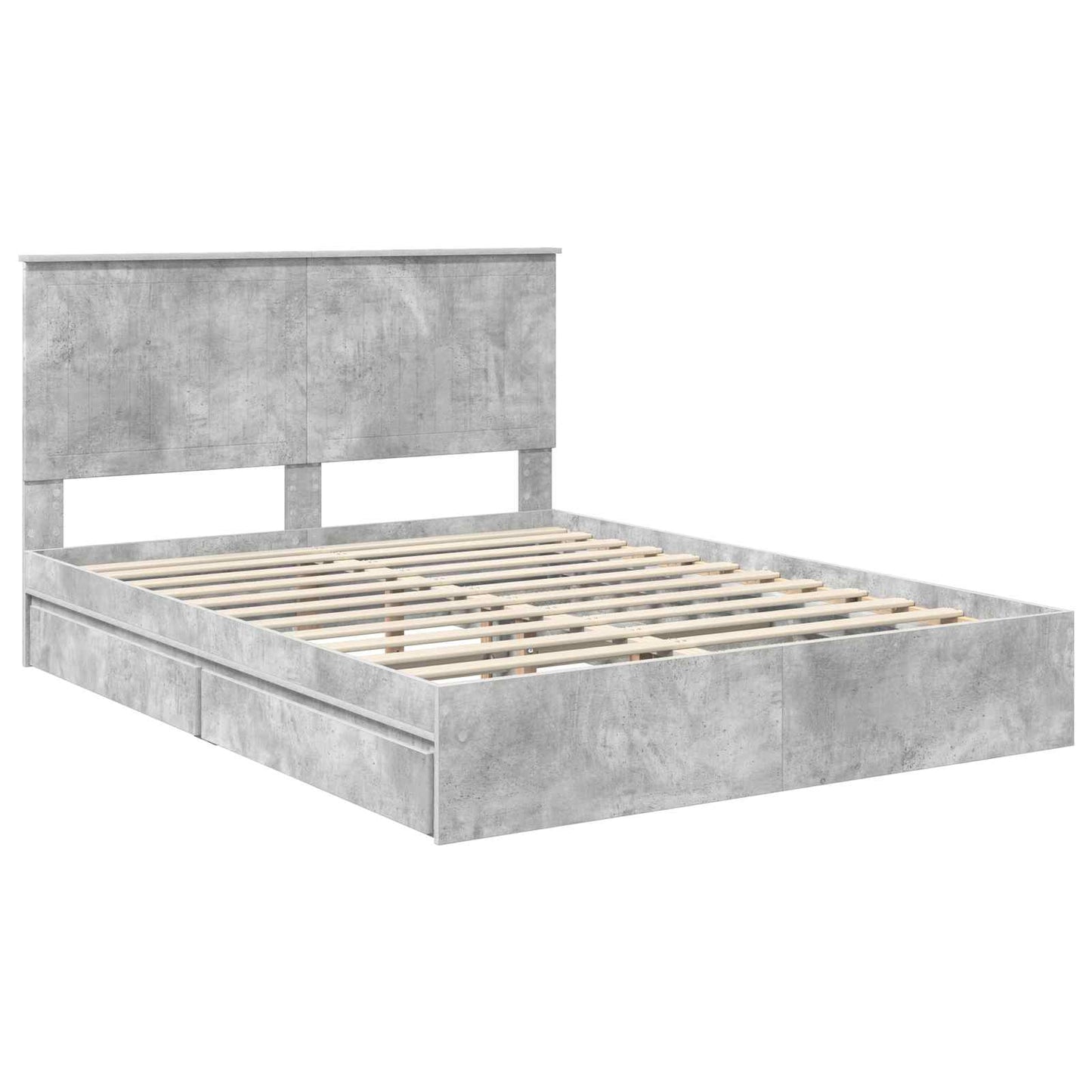 Opslag bed met hoofdeinde Beton Grijs 150 x 200 cm Bewerkt hout is nu te koop bij PeponiXL, paradijselijk wonen!