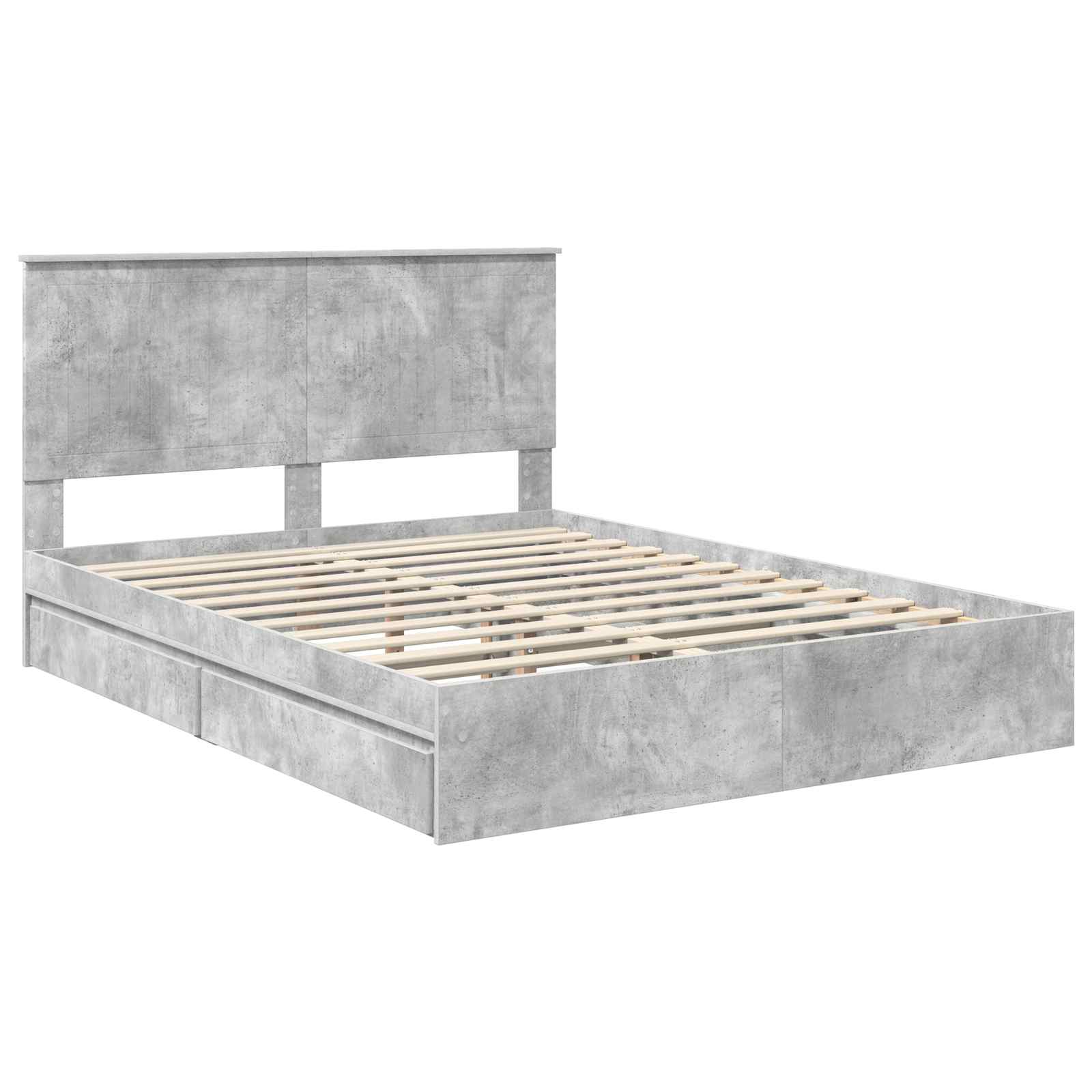 Opslag bed met hoofdeinde Beton Grijs 150 x 200 cm Bewerkt hout is nu te koop bij PeponiXL, paradijselijk wonen!