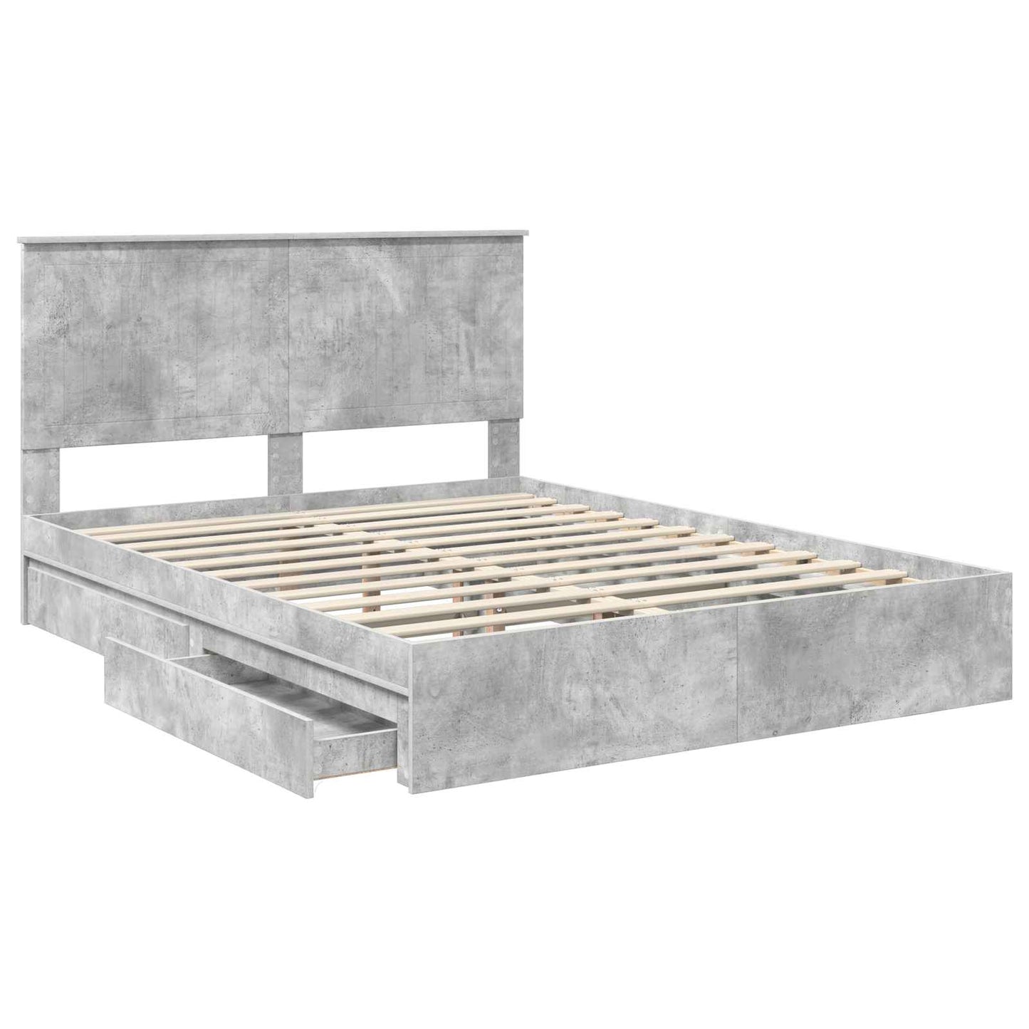 Opslag bed met hoofdeinde Beton Grijs 150 x 200 cm Bewerkt hout is nu te koop bij PeponiXL, paradijselijk wonen!
