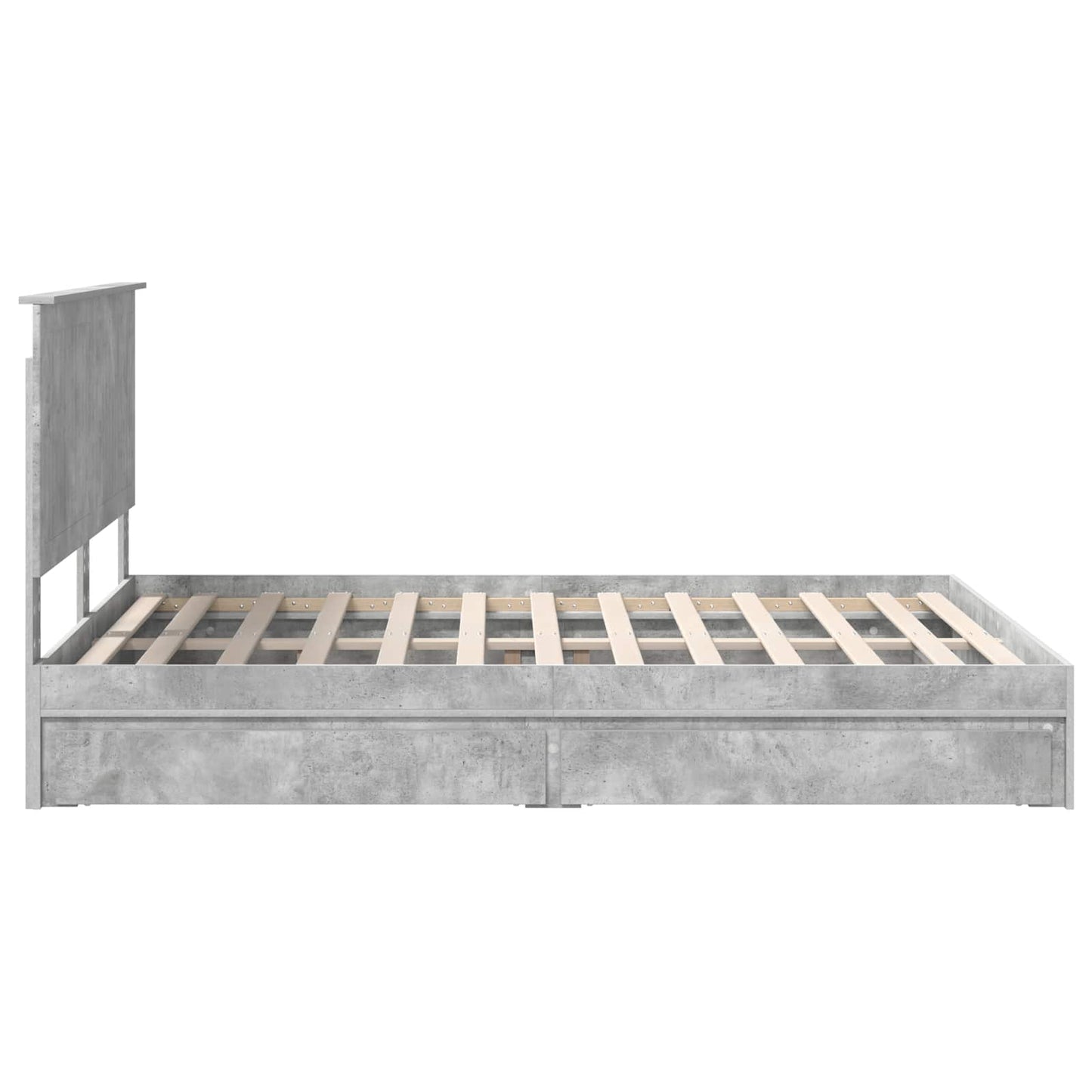 Opslag bed met hoofdeinde Beton Grijs 150 x 200 cm Bewerkt hout is nu te koop bij PeponiXL, paradijselijk wonen!