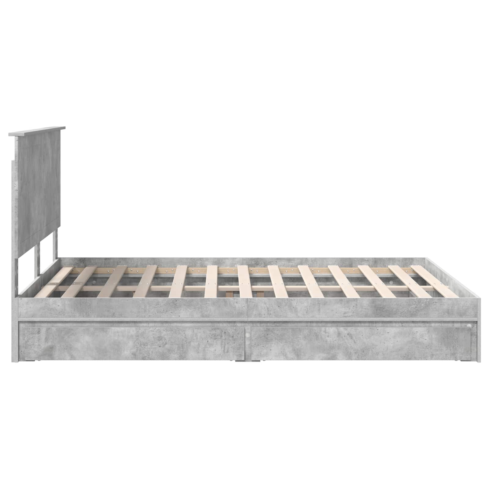 Opslag bed met hoofdeinde Beton Grijs 150 x 200 cm Bewerkt hout is nu te koop bij PeponiXL, paradijselijk wonen!