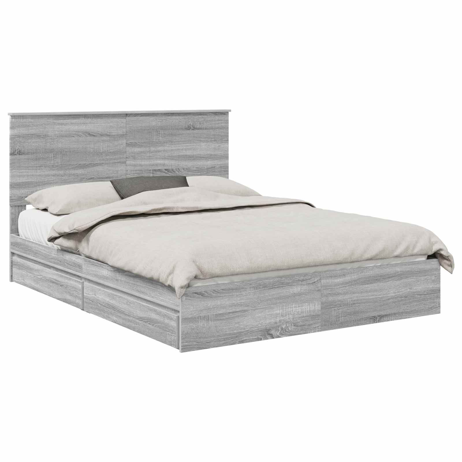 Opslag bed met lade Grijs Sonoma 150 x 200 cm Bewerkt hout is nu te koop bij PeponiXL, paradijselijk wonen!