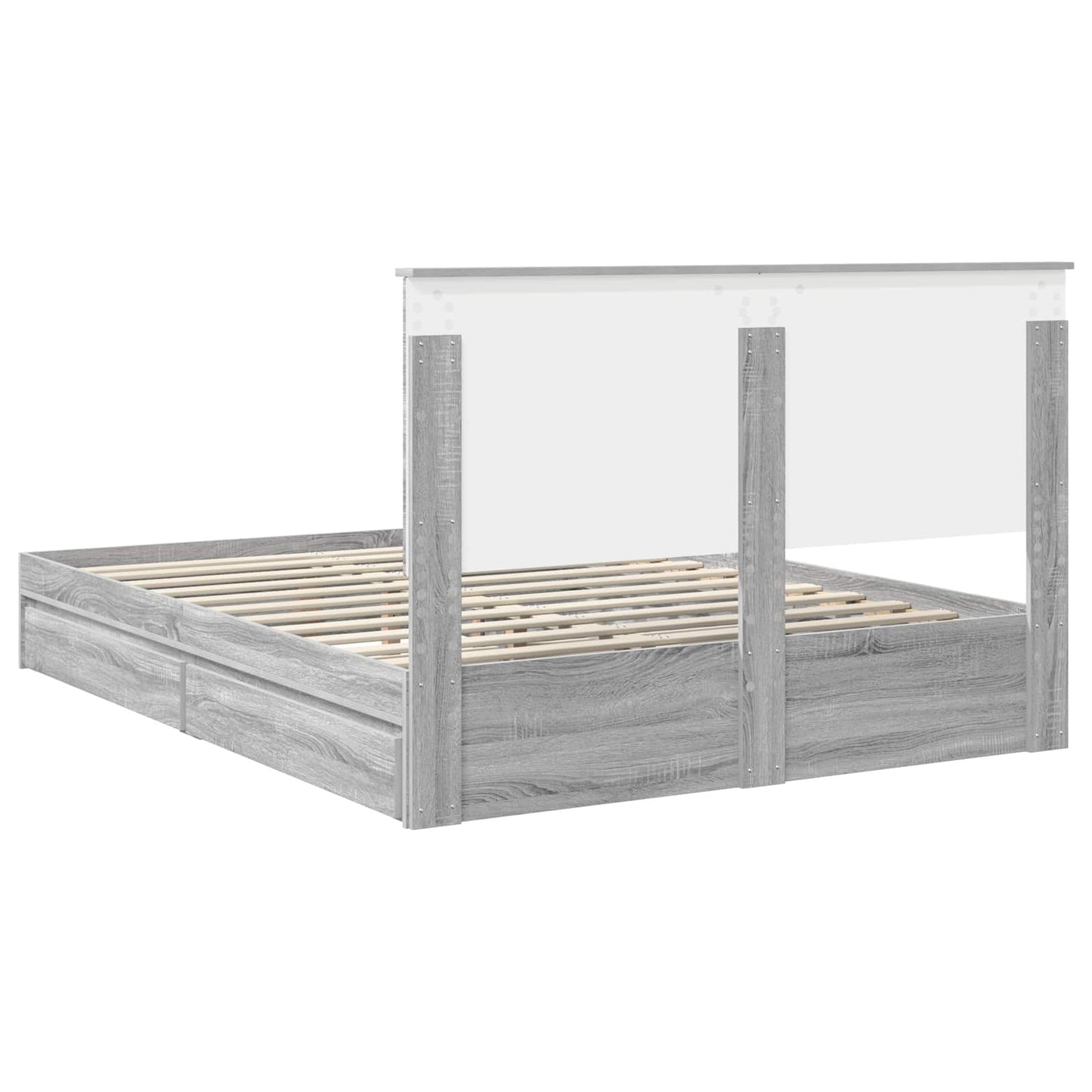 Opslag bed met lade Grijs Sonoma 150 x 200 cm Bewerkt hout is nu te koop bij PeponiXL, paradijselijk wonen!