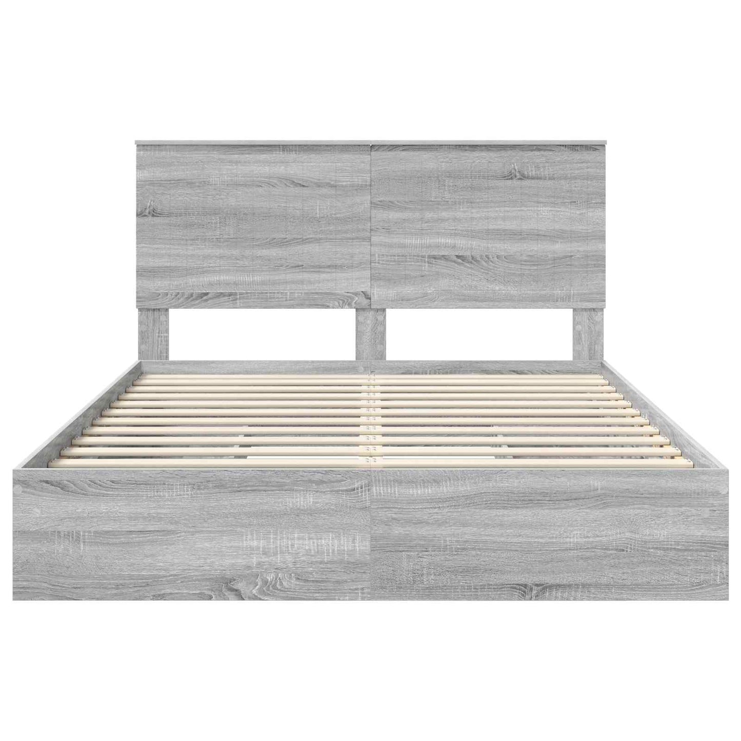 Opslag bed met lade Grijs Sonoma 150 x 200 cm Bewerkt hout is nu te koop bij PeponiXL, paradijselijk wonen!