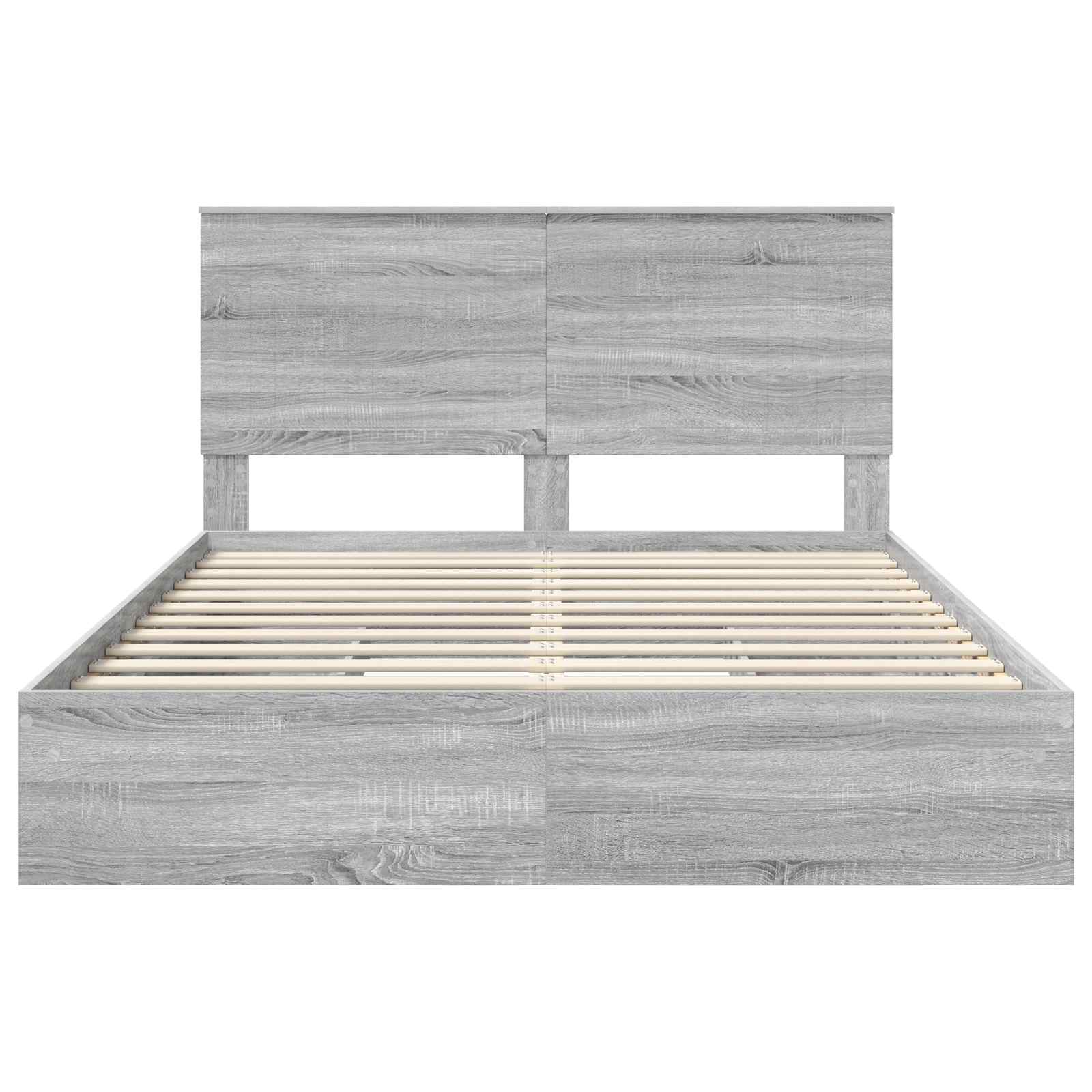 Opslag bed met lade Grijs Sonoma 150 x 200 cm Bewerkt hout is nu te koop bij PeponiXL, paradijselijk wonen!