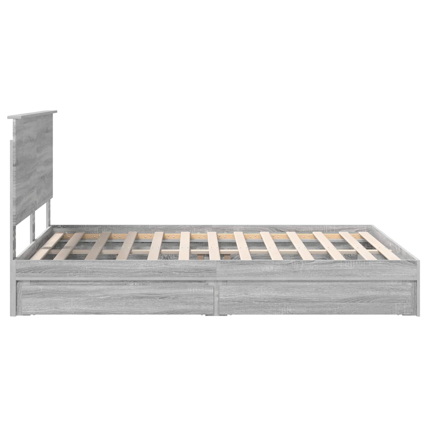Opslag bed met lade Grijs Sonoma 150 x 200 cm Bewerkt hout is nu te koop bij PeponiXL, paradijselijk wonen!