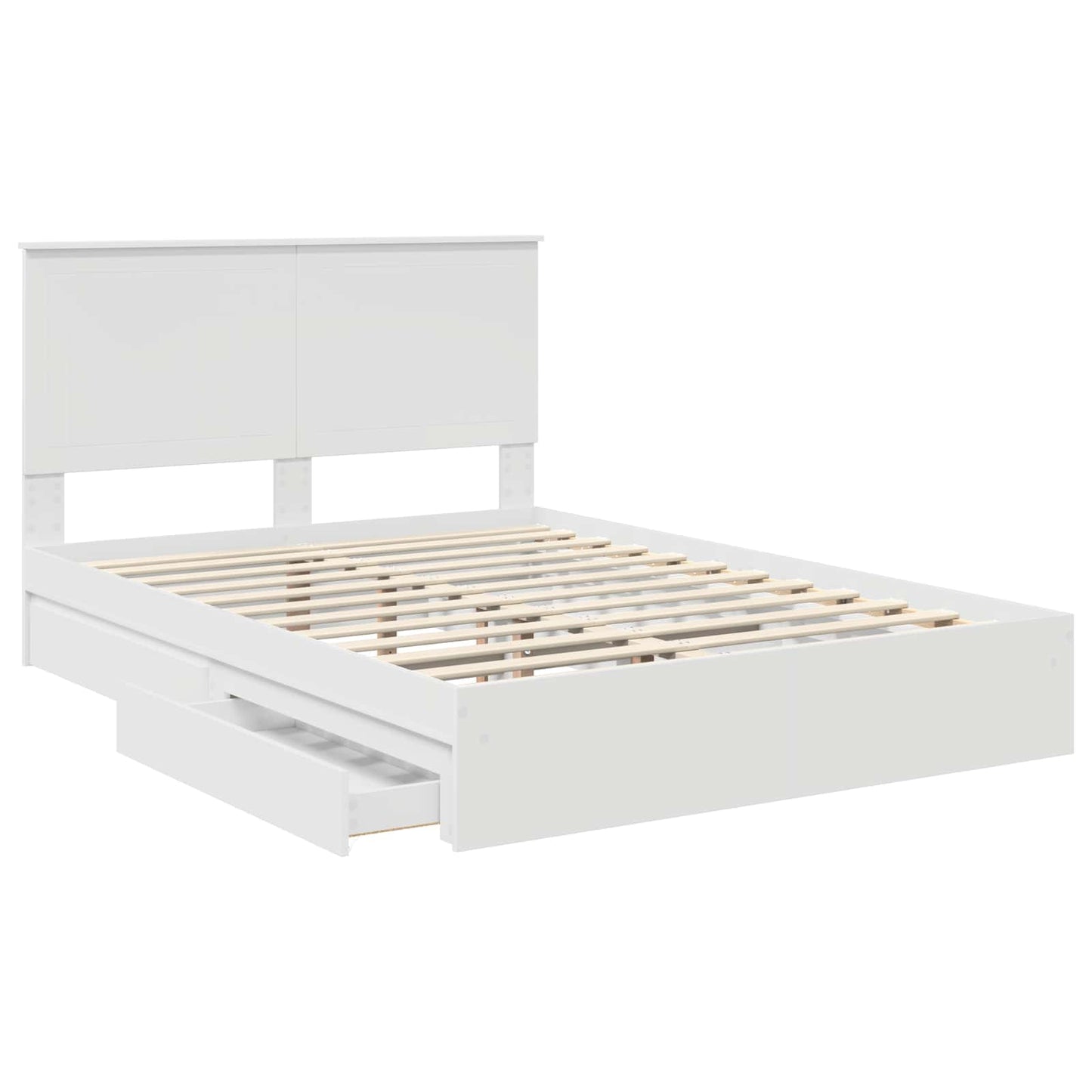 Opslag bed met hoofdeinde Wit 140 x 200 cm Bewerkt hout is nu te koop bij PeponiXL, paradijselijk wonen!