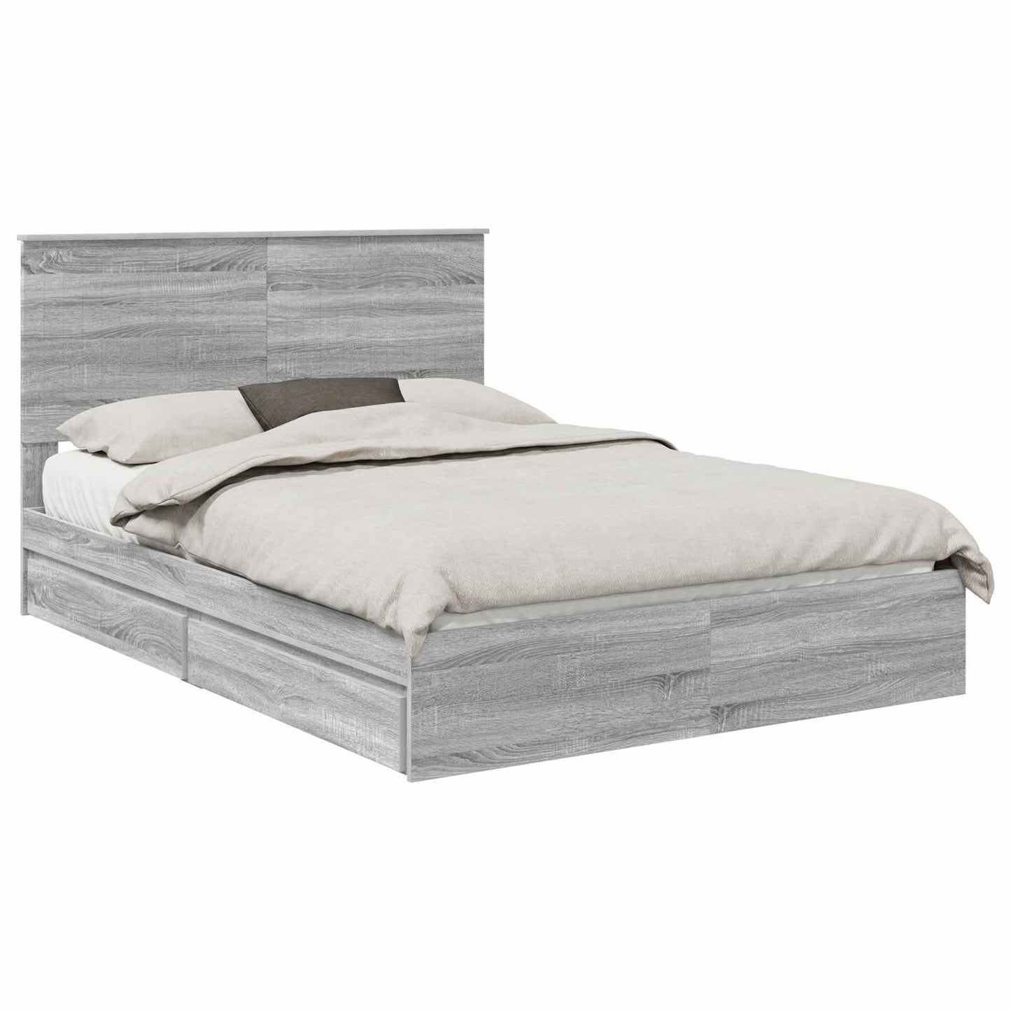 Opslag bed met lade Grijs Sonoma 140 x 200 cm Bewerkt hout is nu te koop bij PeponiXL, paradijselijk wonen!