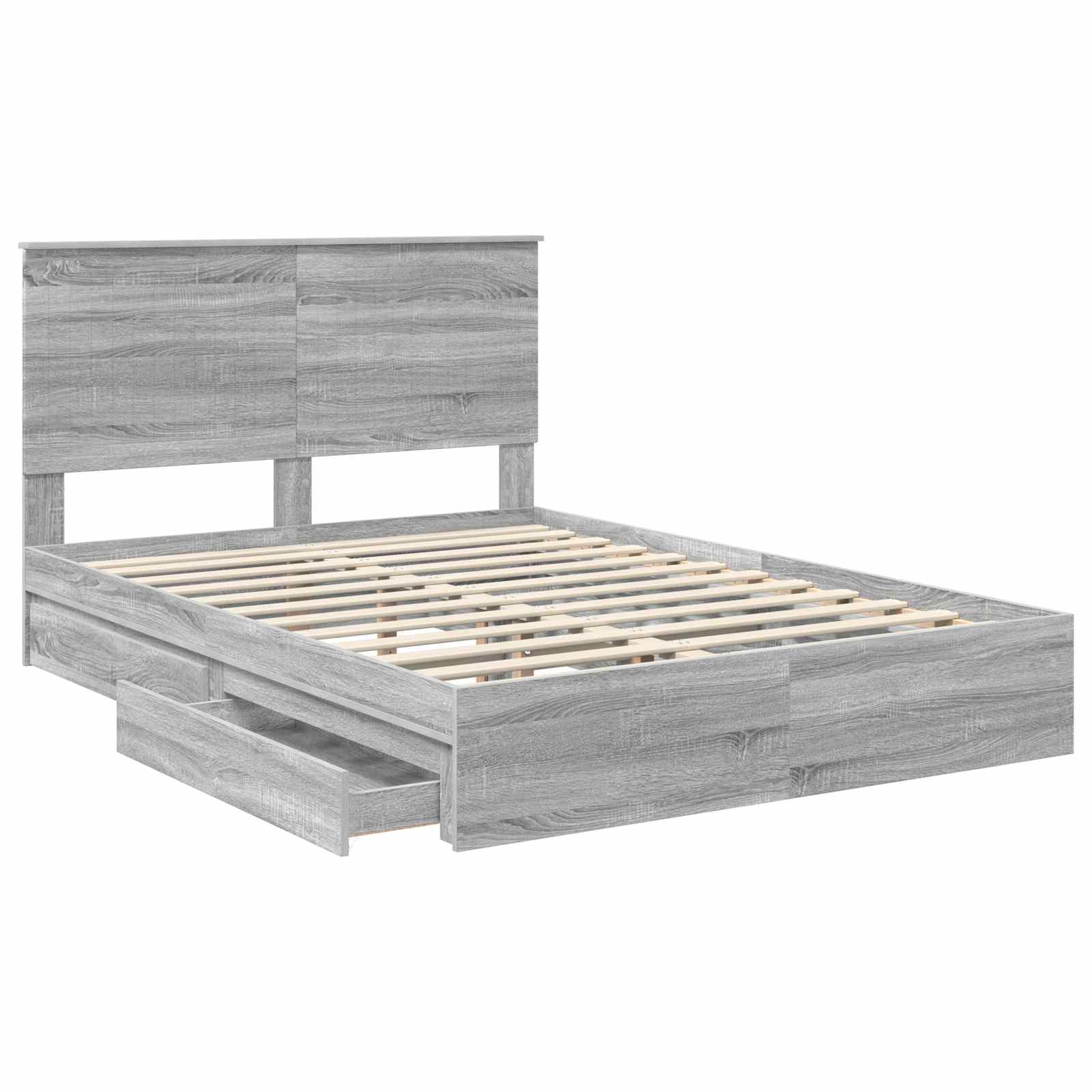 Opslag bed met lade Grijs Sonoma 140 x 200 cm Bewerkt hout is nu te koop bij PeponiXL, paradijselijk wonen!