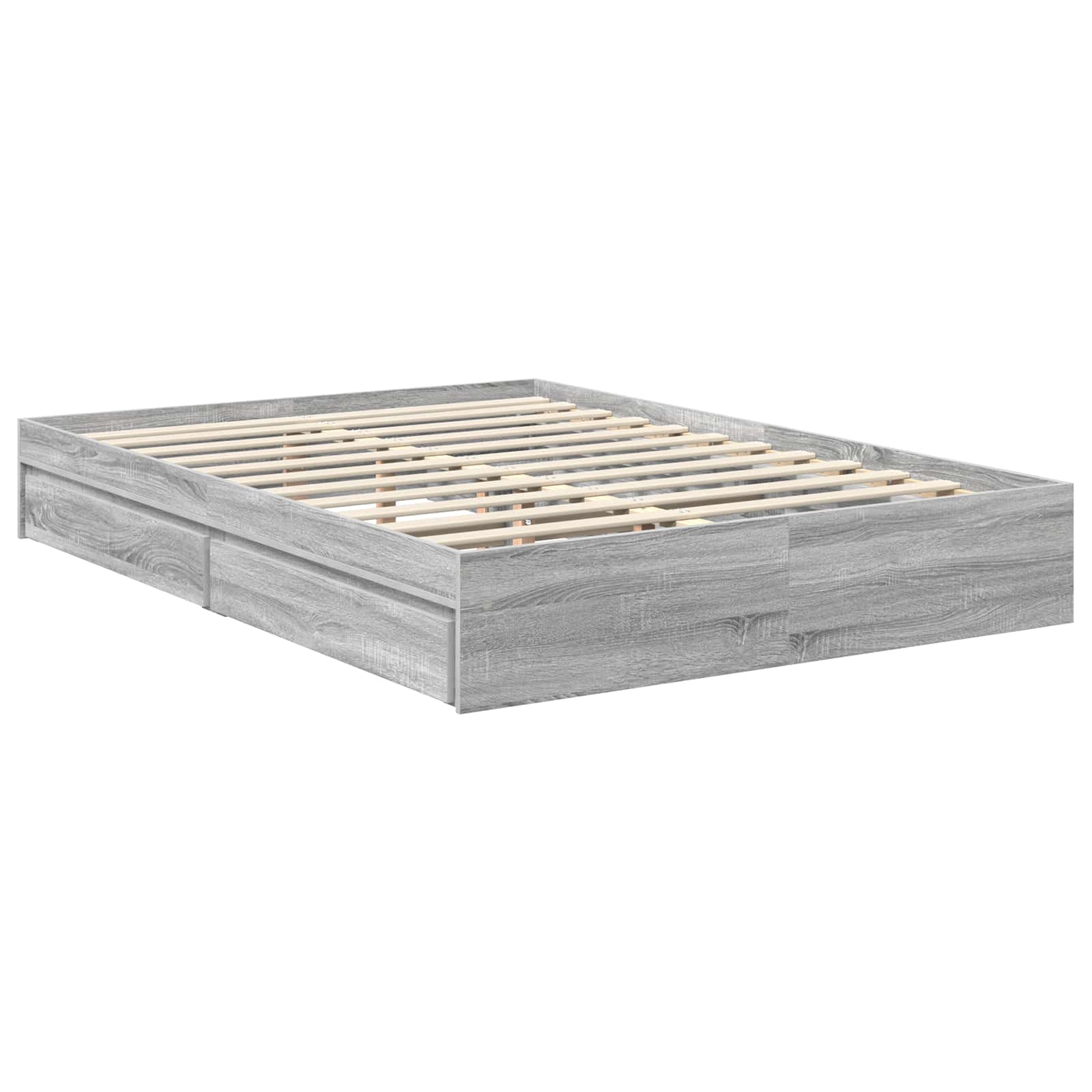 Opslag bed met lade Grijs Sonoma 140 x 200 cm Bewerkt hout is nu te koop bij PeponiXL, paradijselijk wonen!