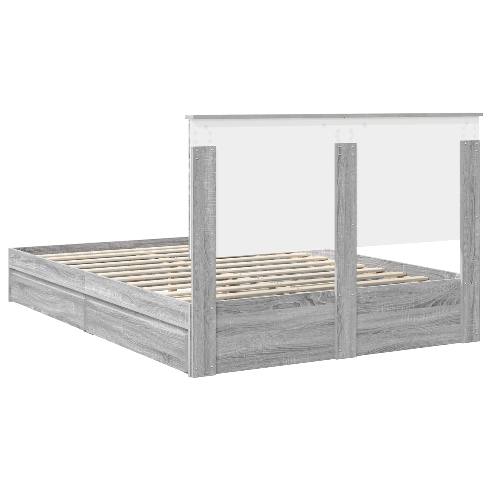 Opslag bed met lade Grijs Sonoma 140 x 200 cm Bewerkt hout is nu te koop bij PeponiXL, paradijselijk wonen!