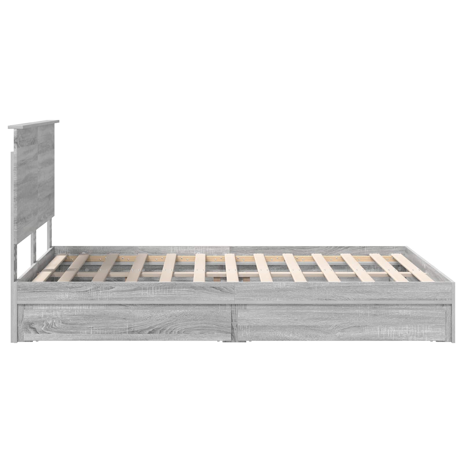Opslag bed met lade Grijs Sonoma 140 x 200 cm Bewerkt hout is nu te koop bij PeponiXL, paradijselijk wonen!