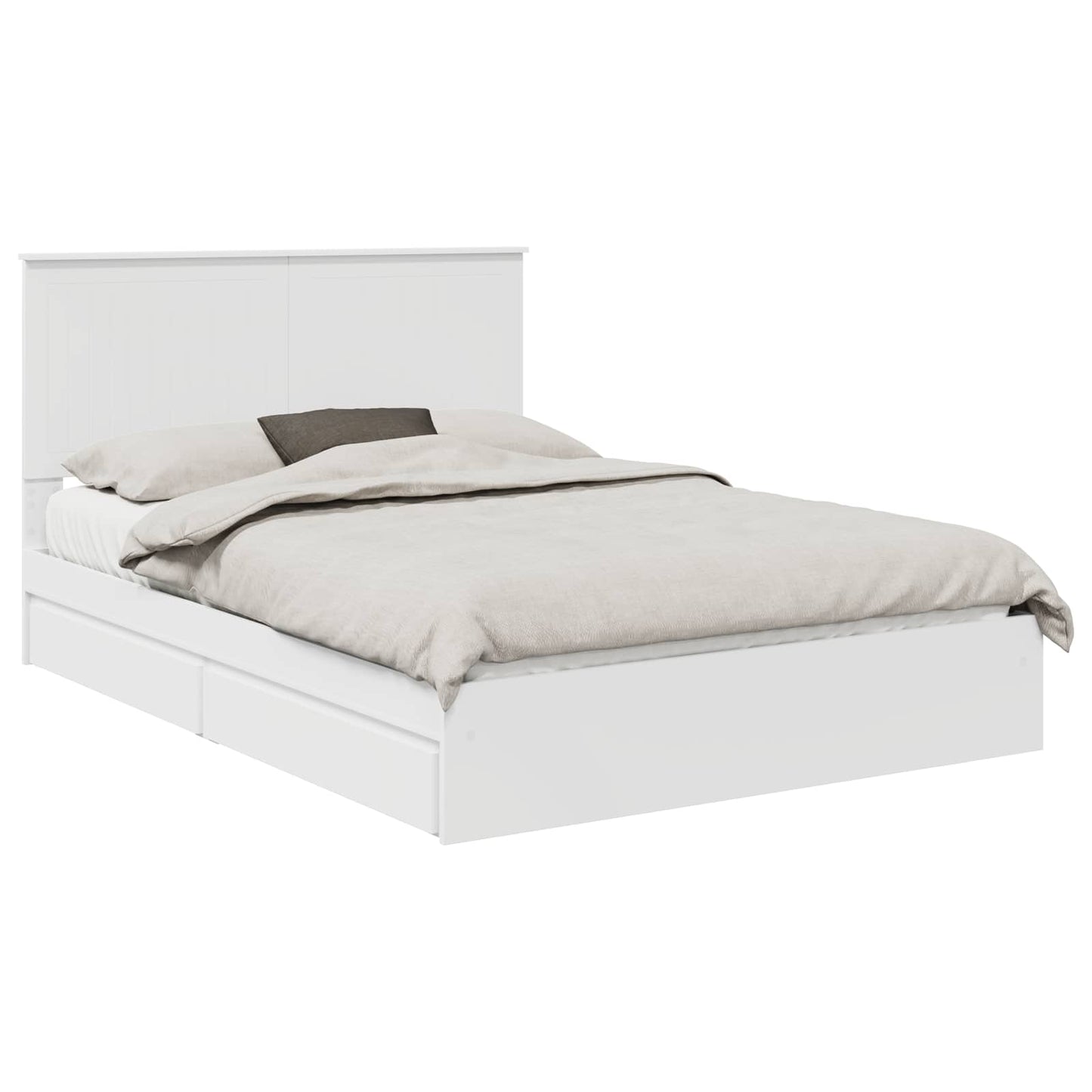 Opslag bed met hoofdeinde Wit 140 x 190 cm Bewerkt hout is nu te koop bij PeponiXL, paradijselijk wonen!