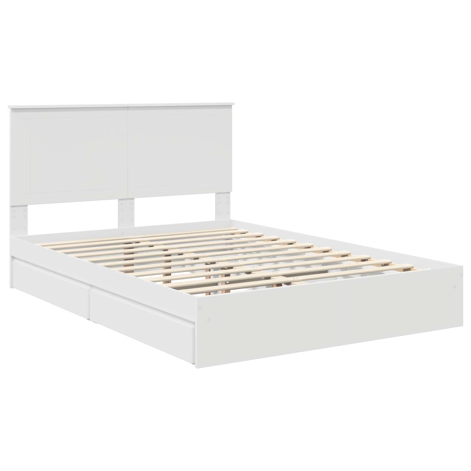 Opslag bed met hoofdeinde Wit 140 x 190 cm Bewerkt hout is nu te koop bij PeponiXL, paradijselijk wonen!