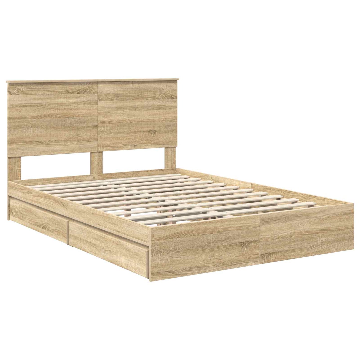 Opslag bed met lade Sonoma Eiken 140 x 190 cm Bewerkt hout is nu te koop bij PeponiXL, paradijselijk wonen!