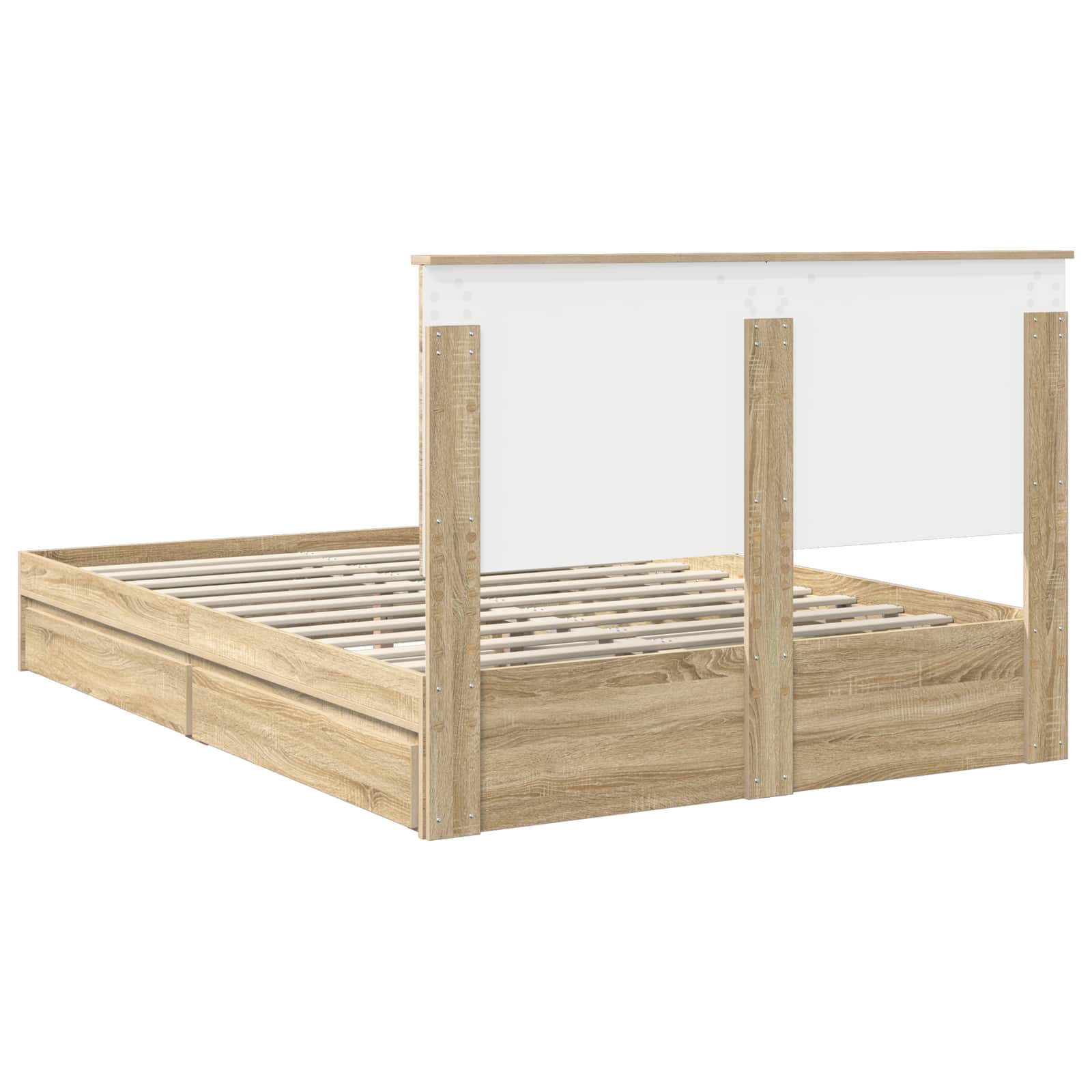 Opslag bed met lade Sonoma Eiken 140 x 190 cm Bewerkt hout is nu te koop bij PeponiXL, paradijselijk wonen!