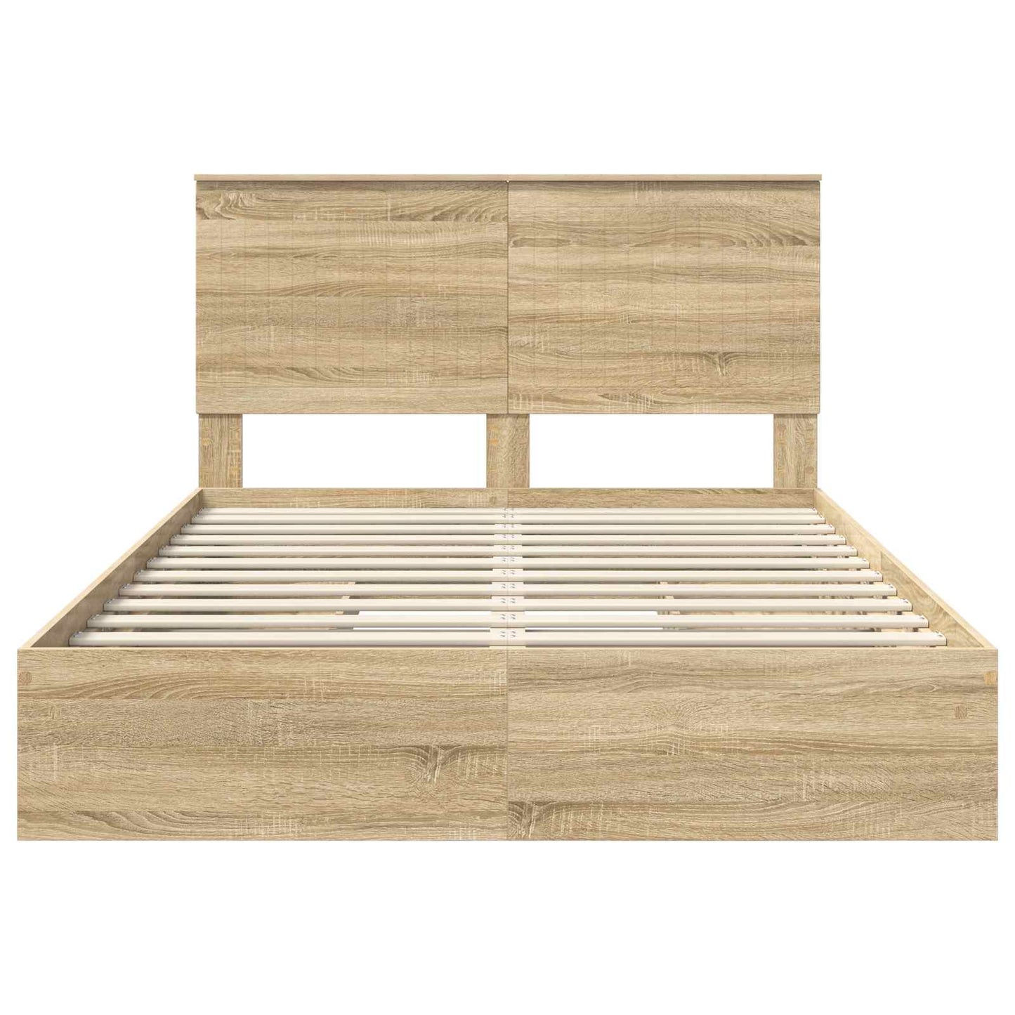 Opslag bed met lade Sonoma Eiken 140 x 190 cm Bewerkt hout is nu te koop bij PeponiXL, paradijselijk wonen!